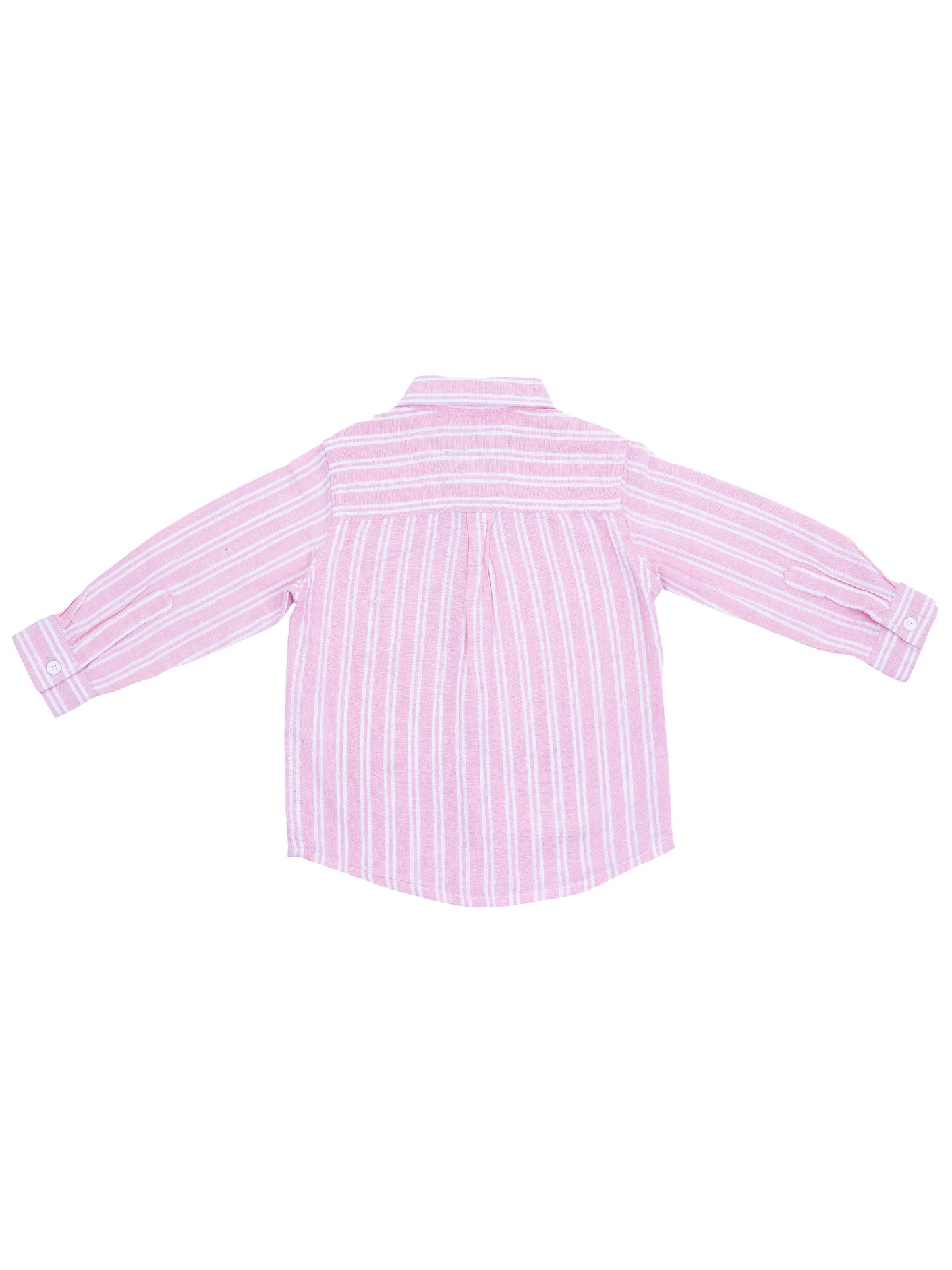 Pink & White Striped Full Sleeve Shirt for Boys