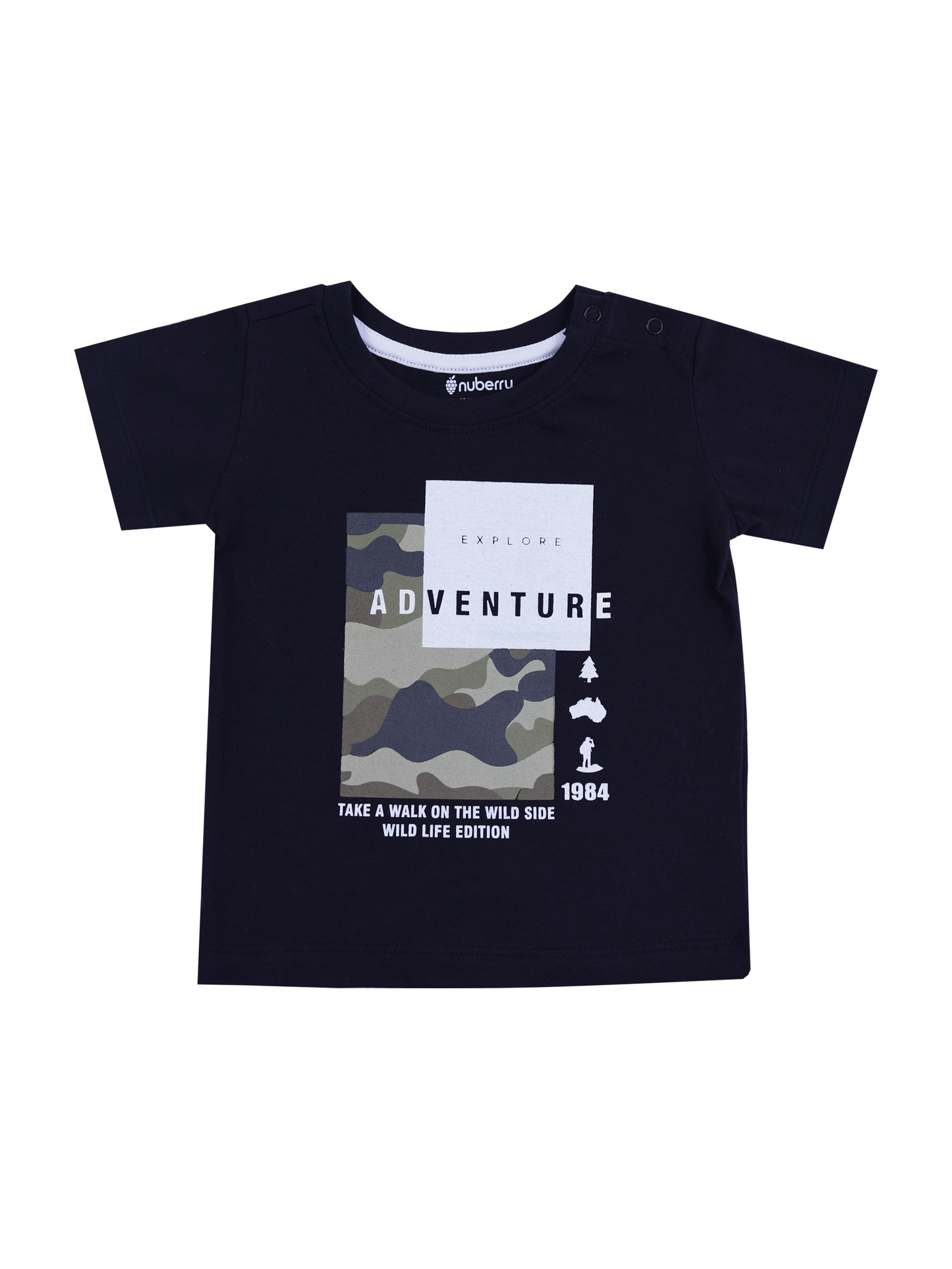 Black Camo Print T-shirt for Boys