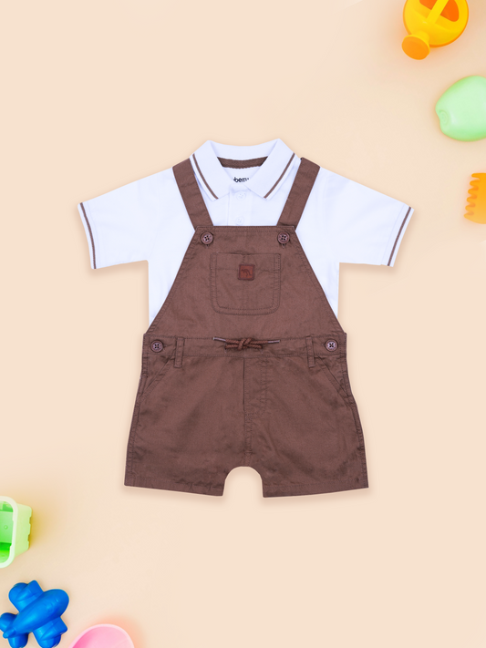 Brown Dungaree Set for Boys