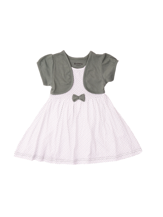 Olive Green Dress with Attached Shrug for Girls