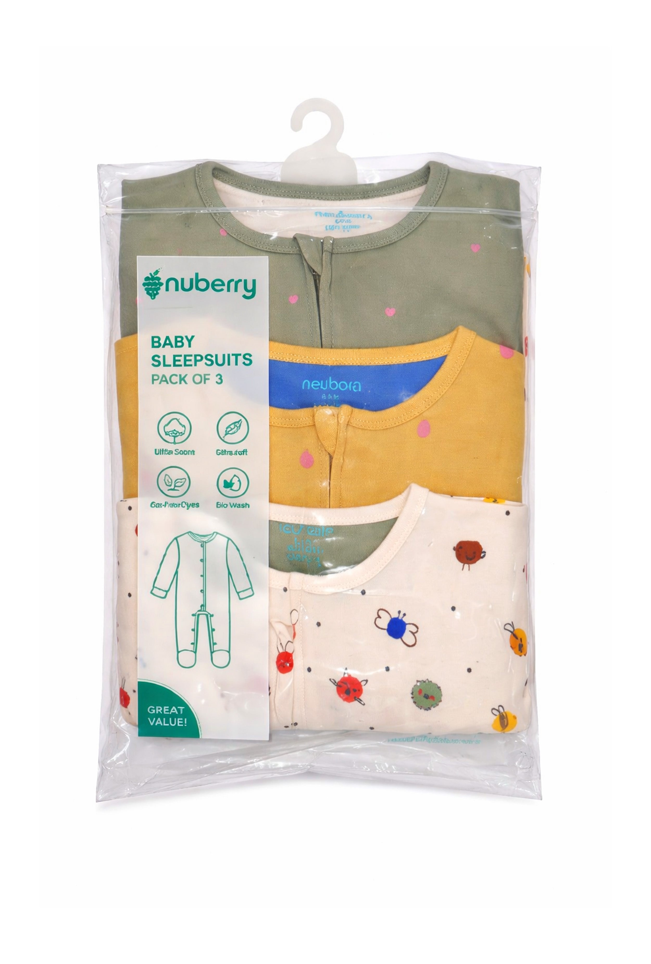 Chosen by Moms | Loved by Babies | Pure Cotton Sleep Suits (Pack of 3)