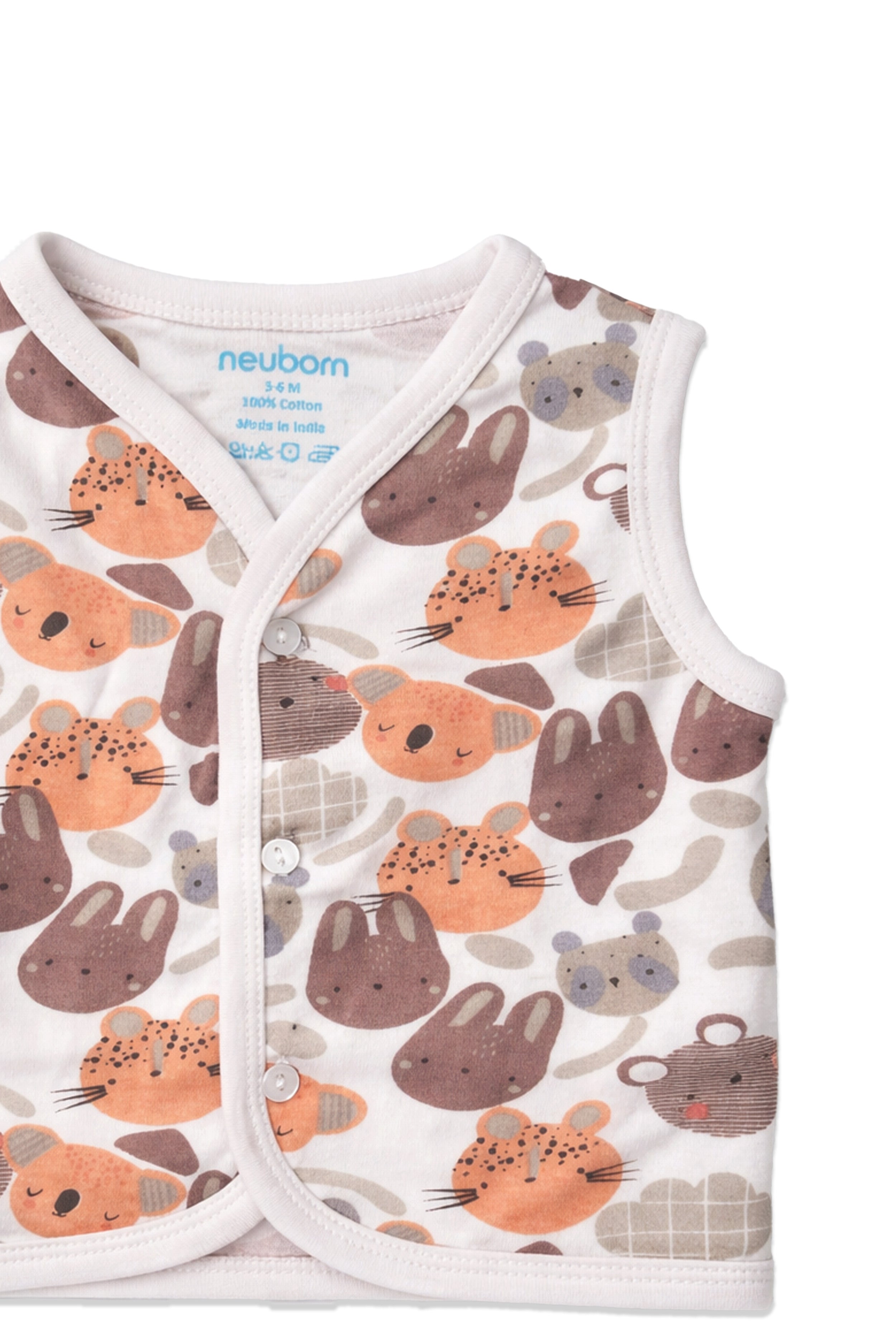 Nuberry Unisex Baby Open Vest (Pack of 3)