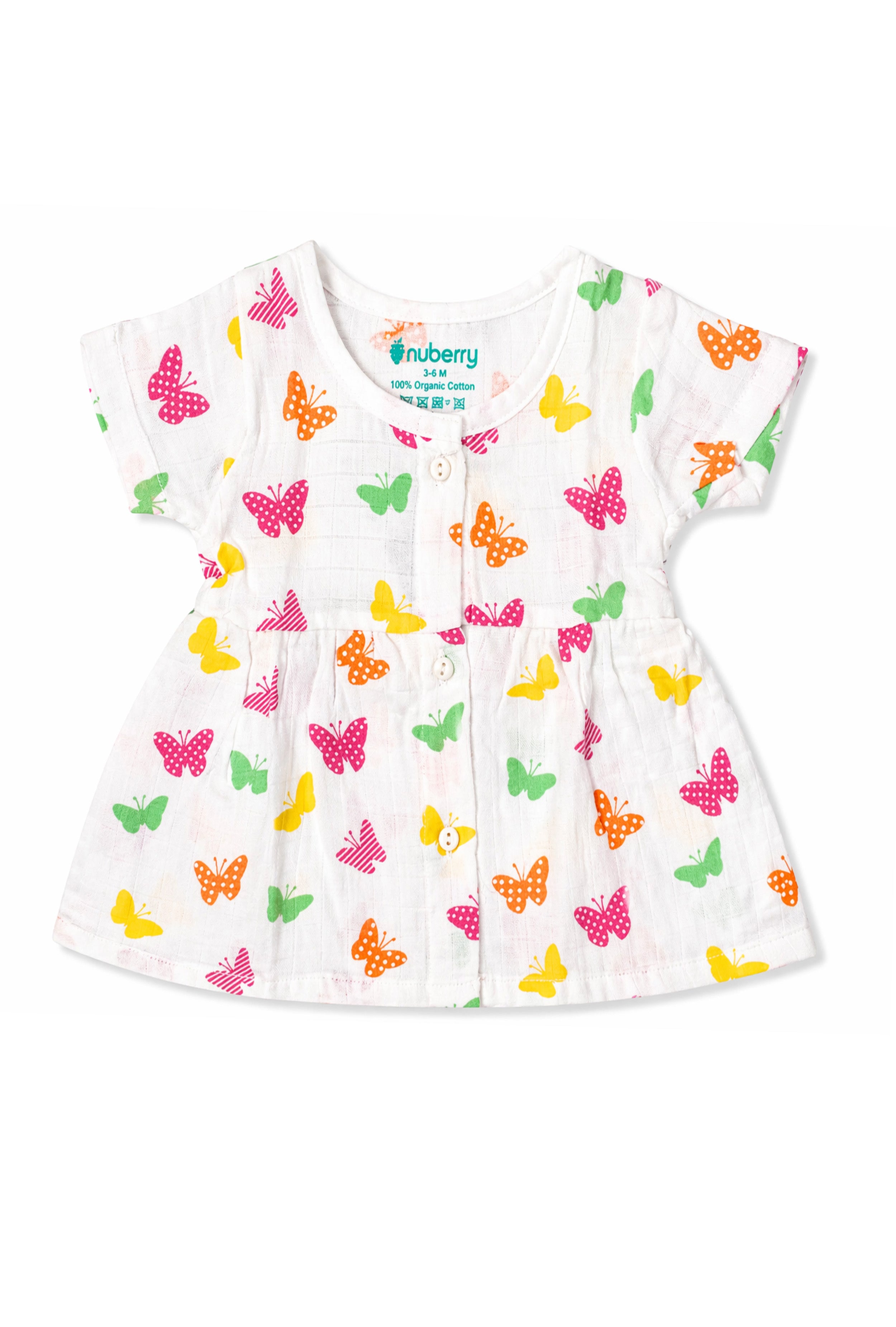 Nuberry Newborn Girls | Half Sleeve | Muslin Frock | Pack of 4