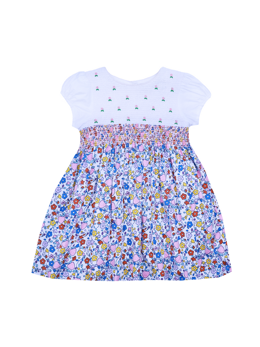 Floral Print Smocking Dress for Girls