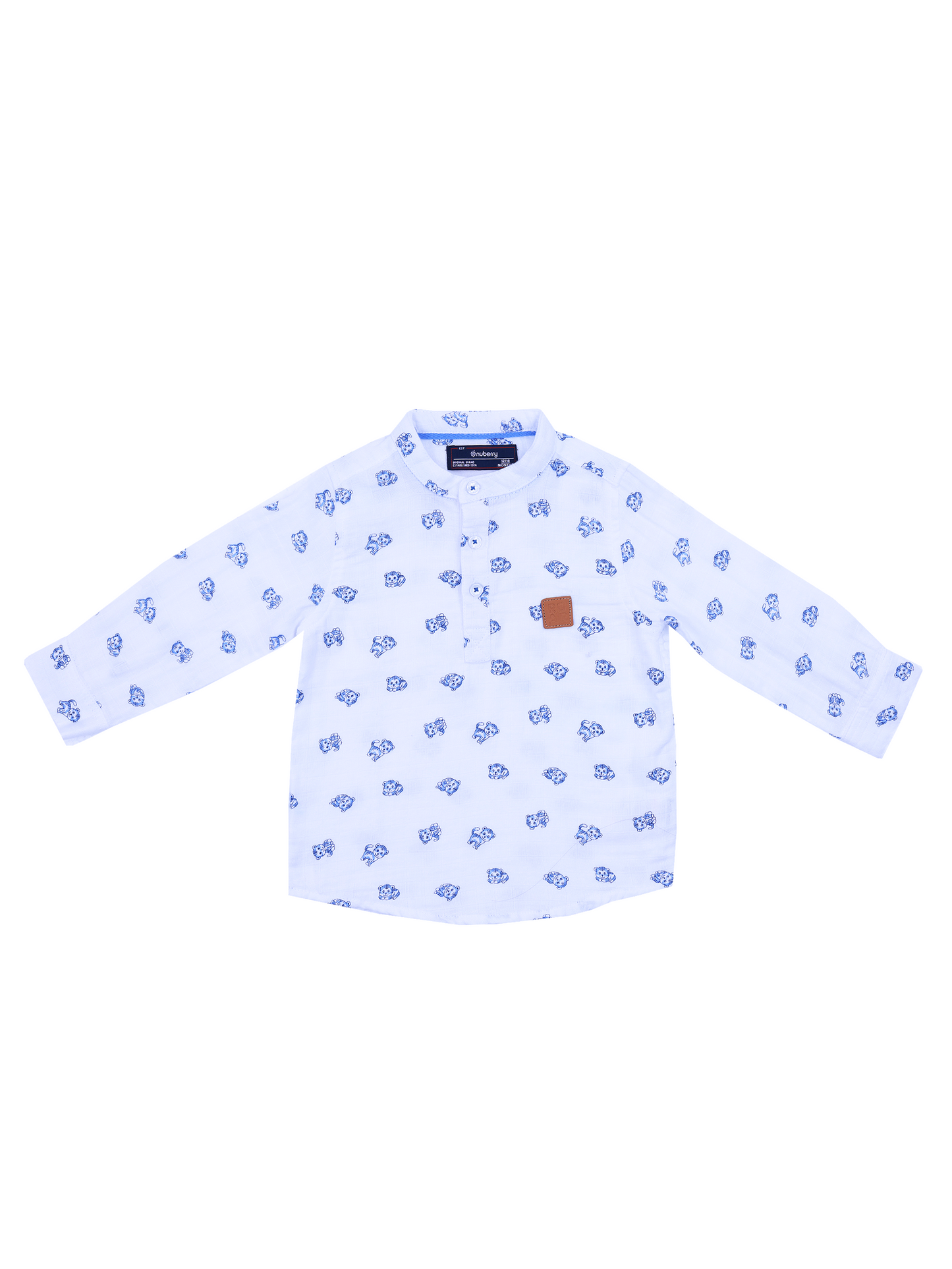 Cat Print Full Sleeve White Shirt