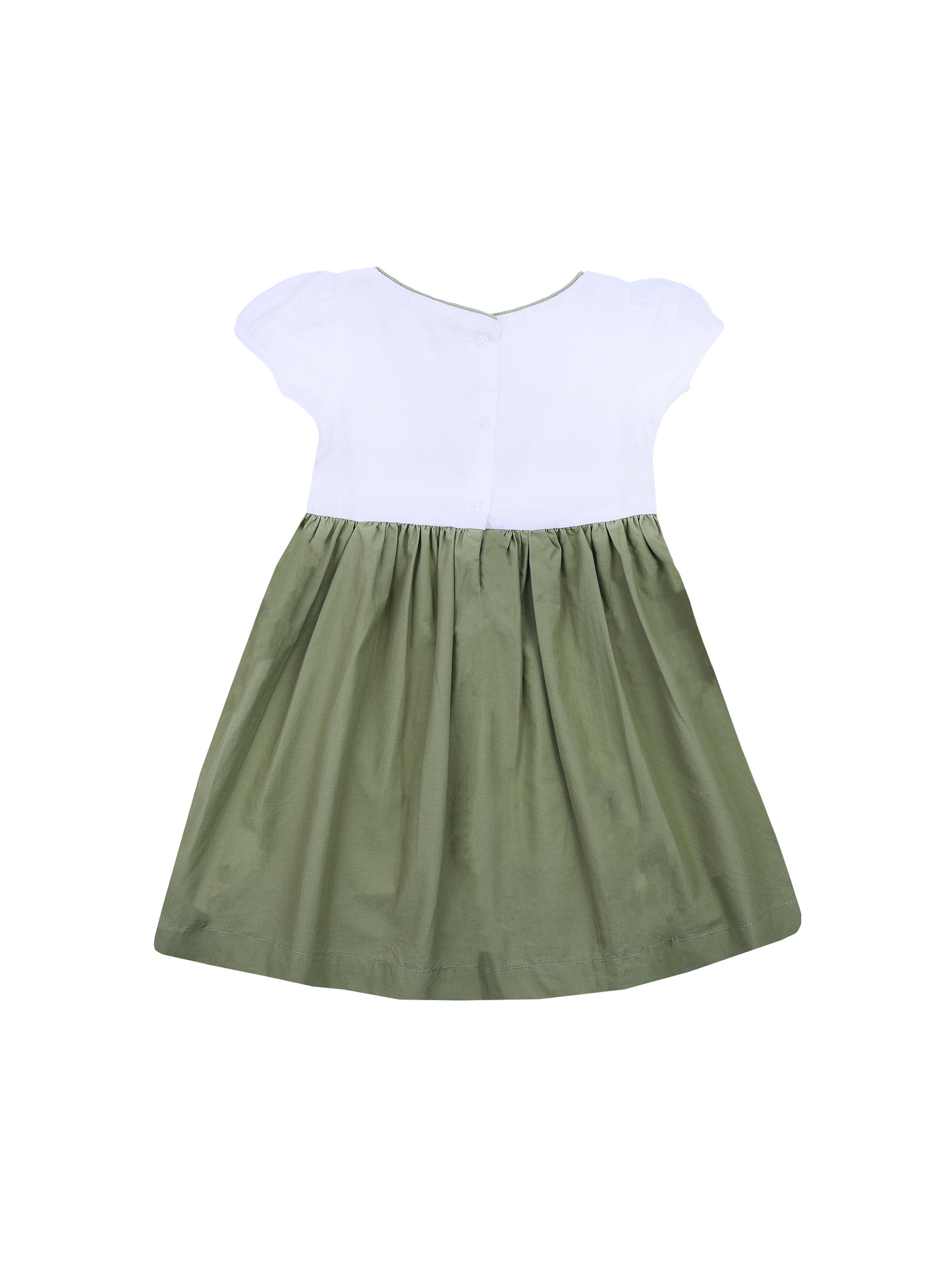 Olive Green Smocking Dress for Girls