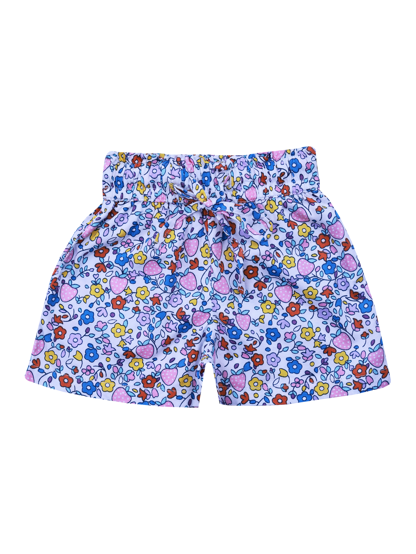 Floral Print Shorts with Embroidered Muslin Top