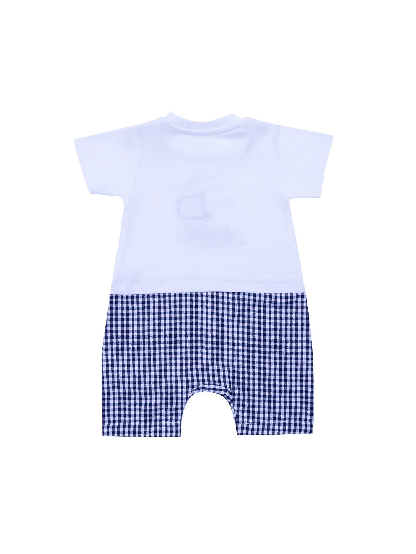 Checked Romper for Boys with Embroidery