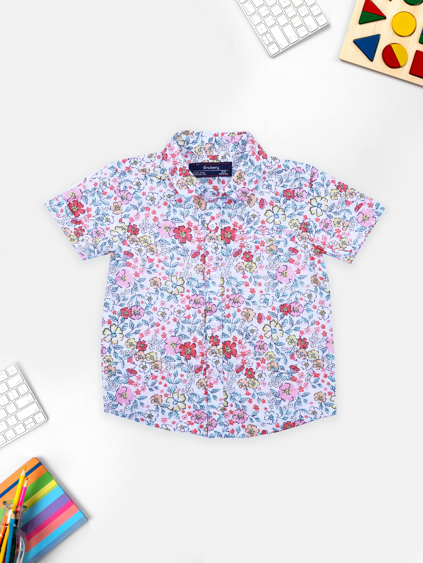 Floral Print Half Sleeve Shirt for Boys