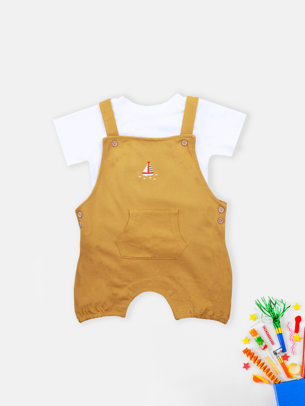 Mustard Yellow Boys Dungaree Set