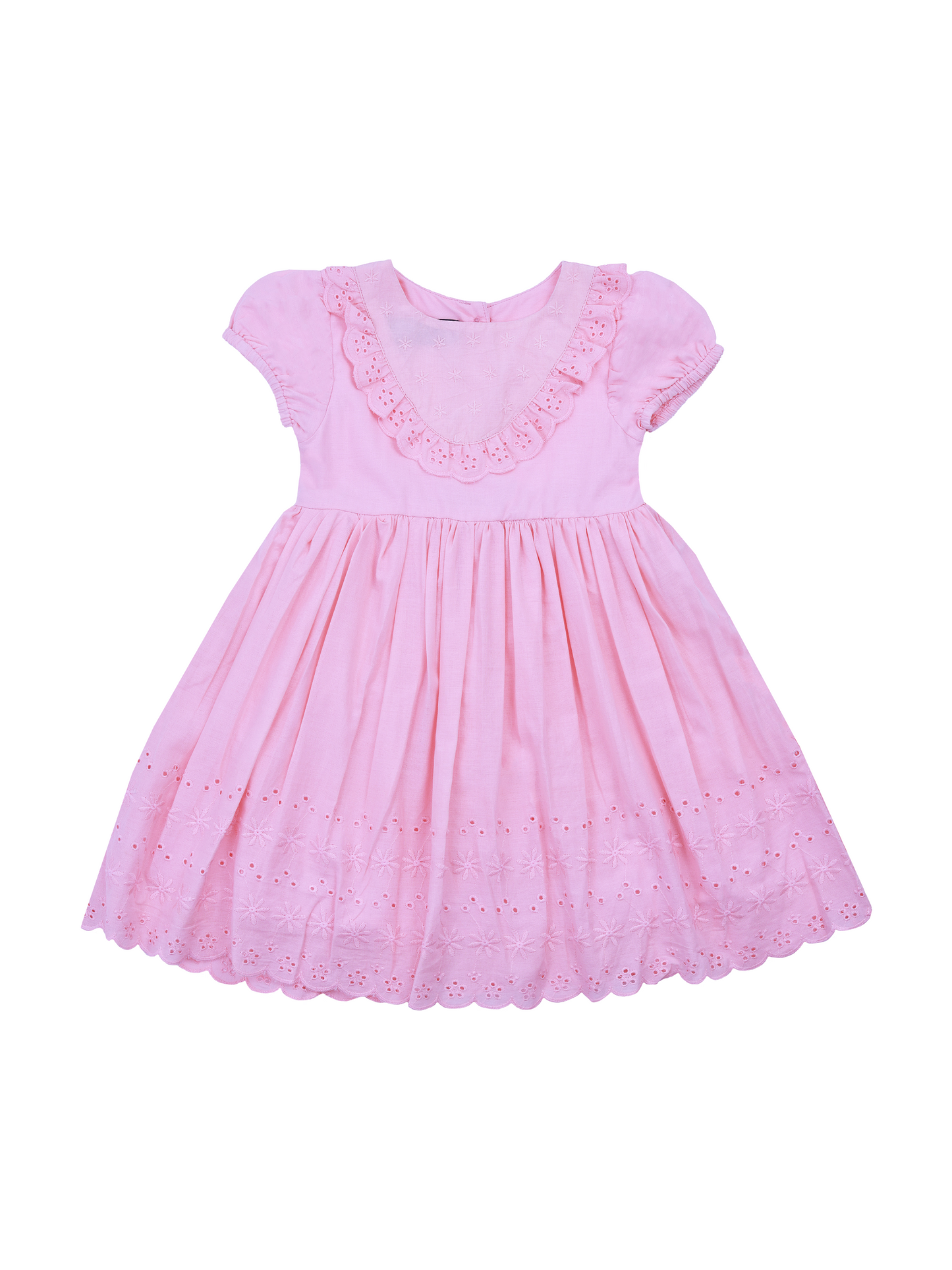 Pink Hakoba Puff Sleeve Dress for Girls