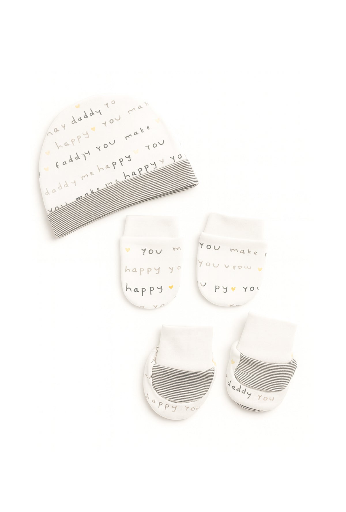Nuberry Unisex Baby Booties, Mittens & Cap Set (White)