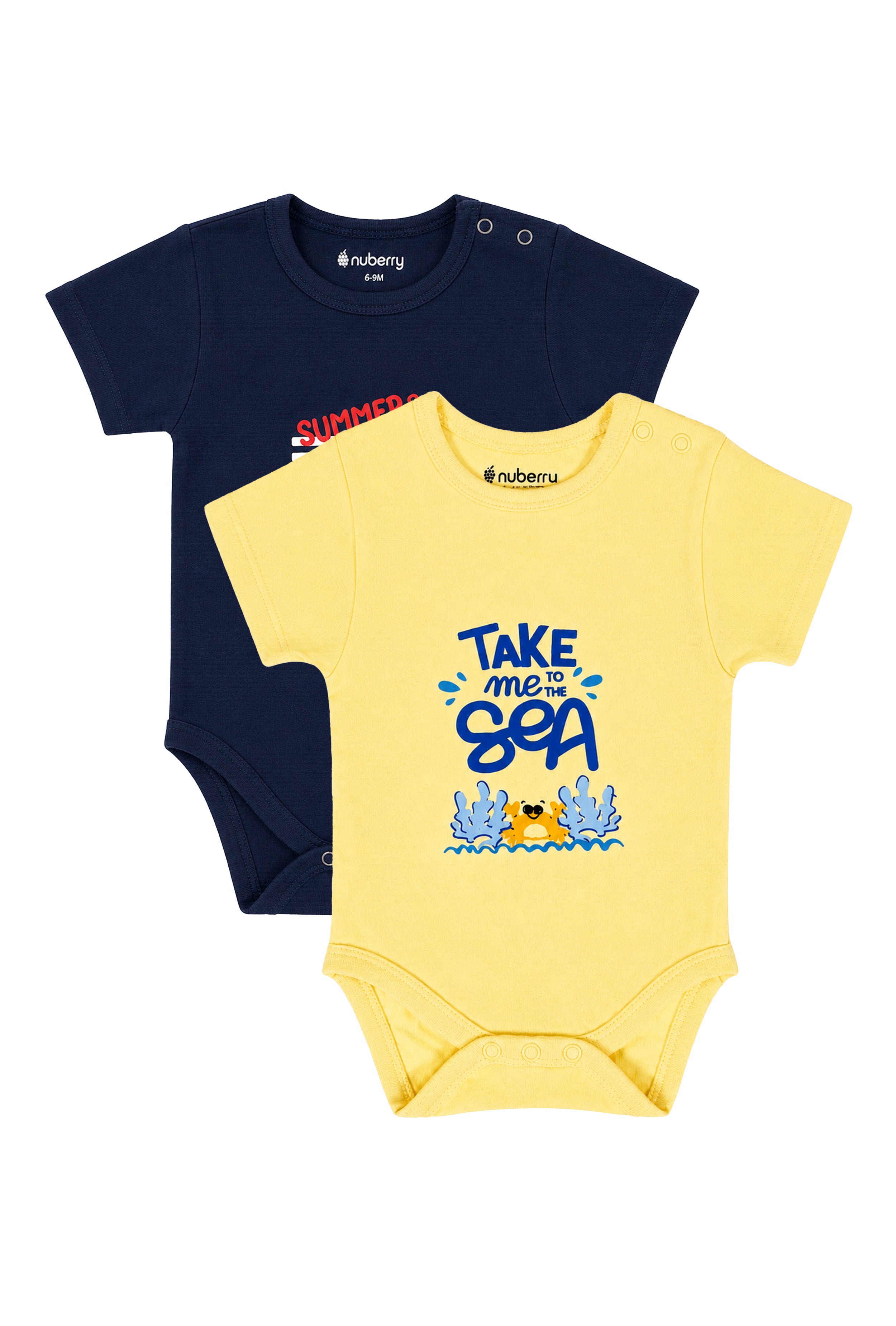 Gentle on Baby Skin | Trusted by Parents | Nuberry Unisex Bodysuit Set of 2