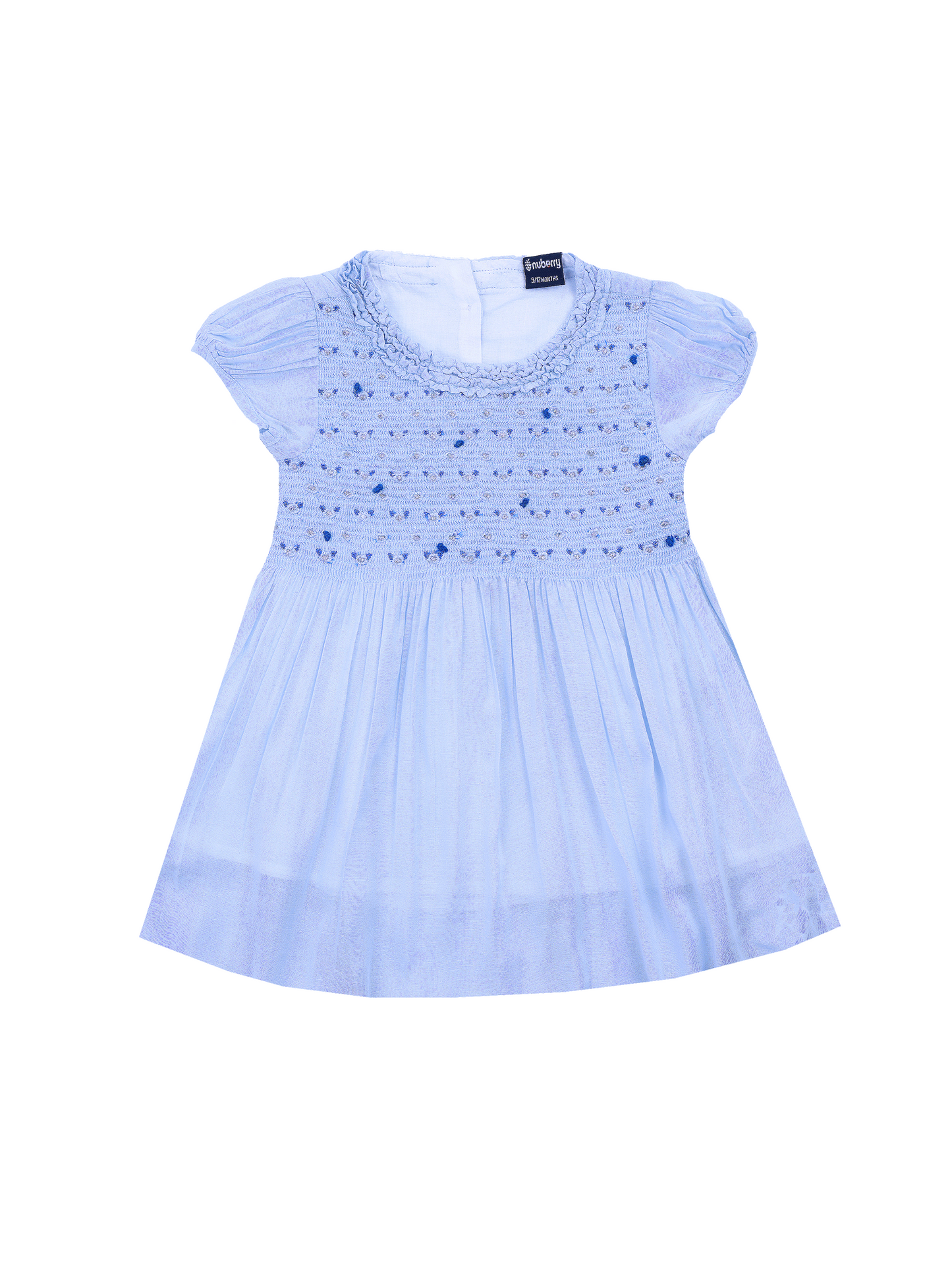 Pale Blue Muslin Smocking Dress