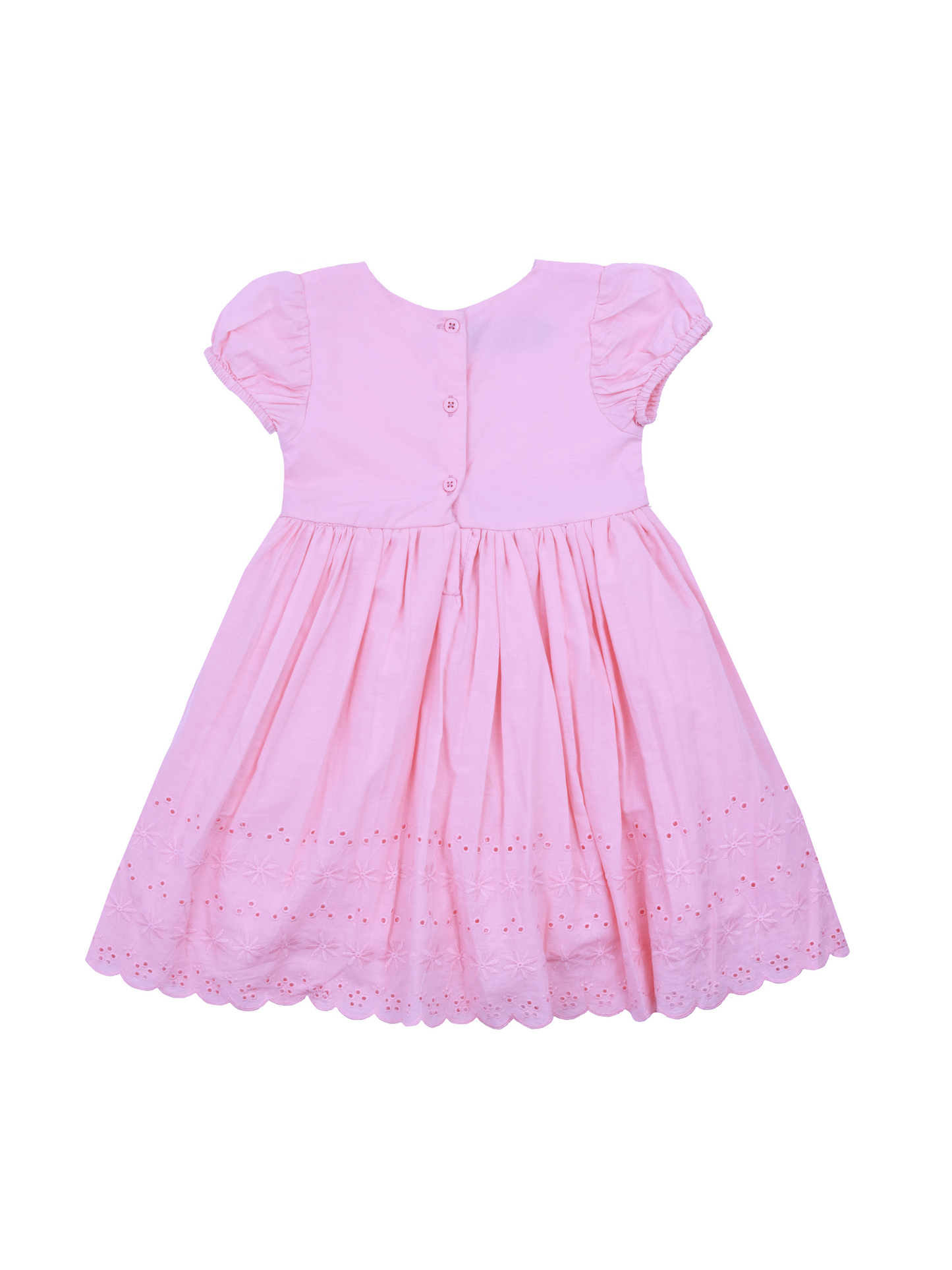 Pink Hakoba Puff Sleeve Dress for Girls