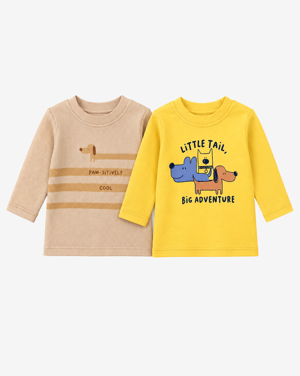 Nuberry Girls Pack of 2 Tops in Yellow & Brown | Double the Cuteness, Double the Smiles
