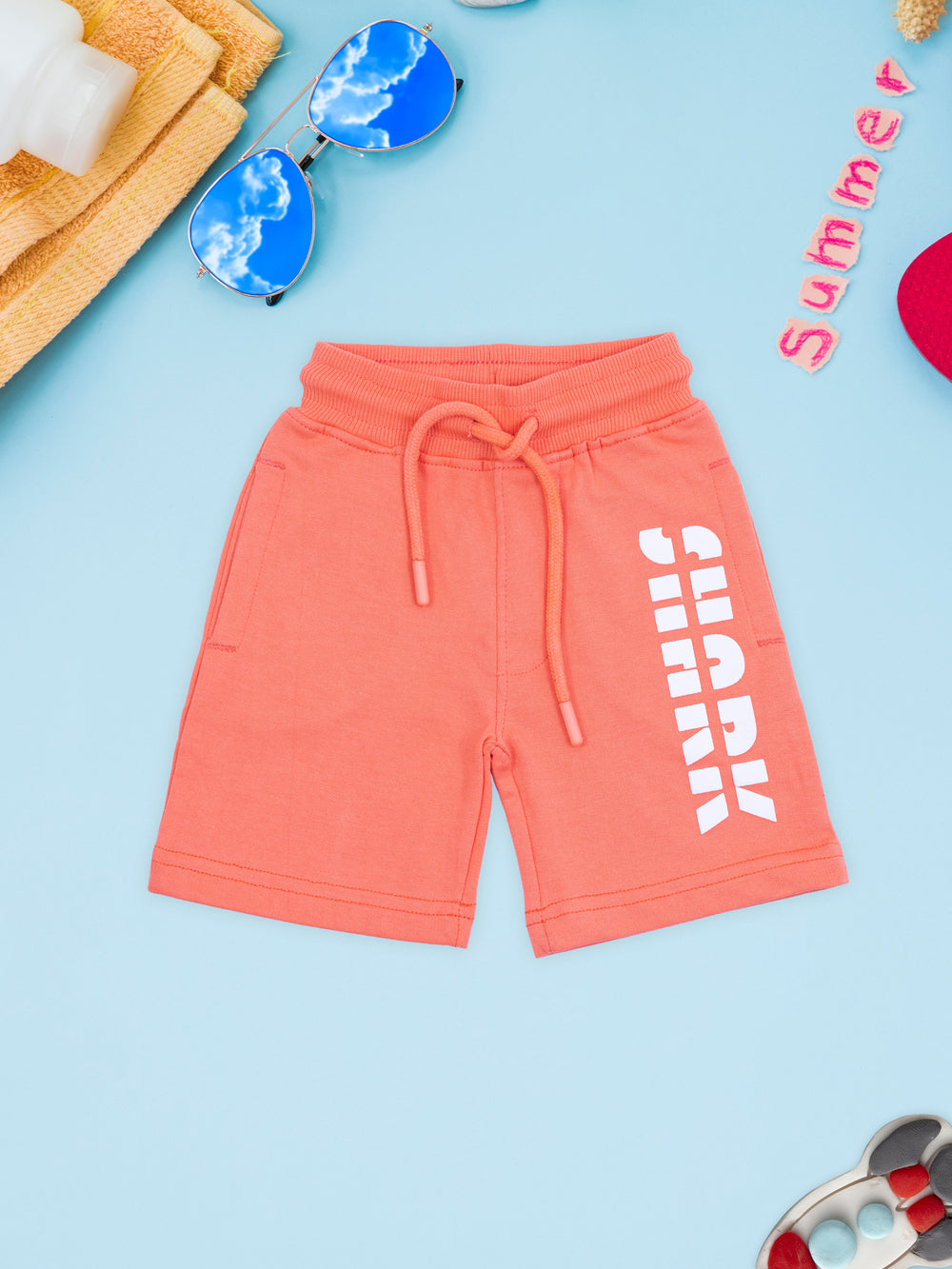 Boys Orange Cotton Knit Shorts