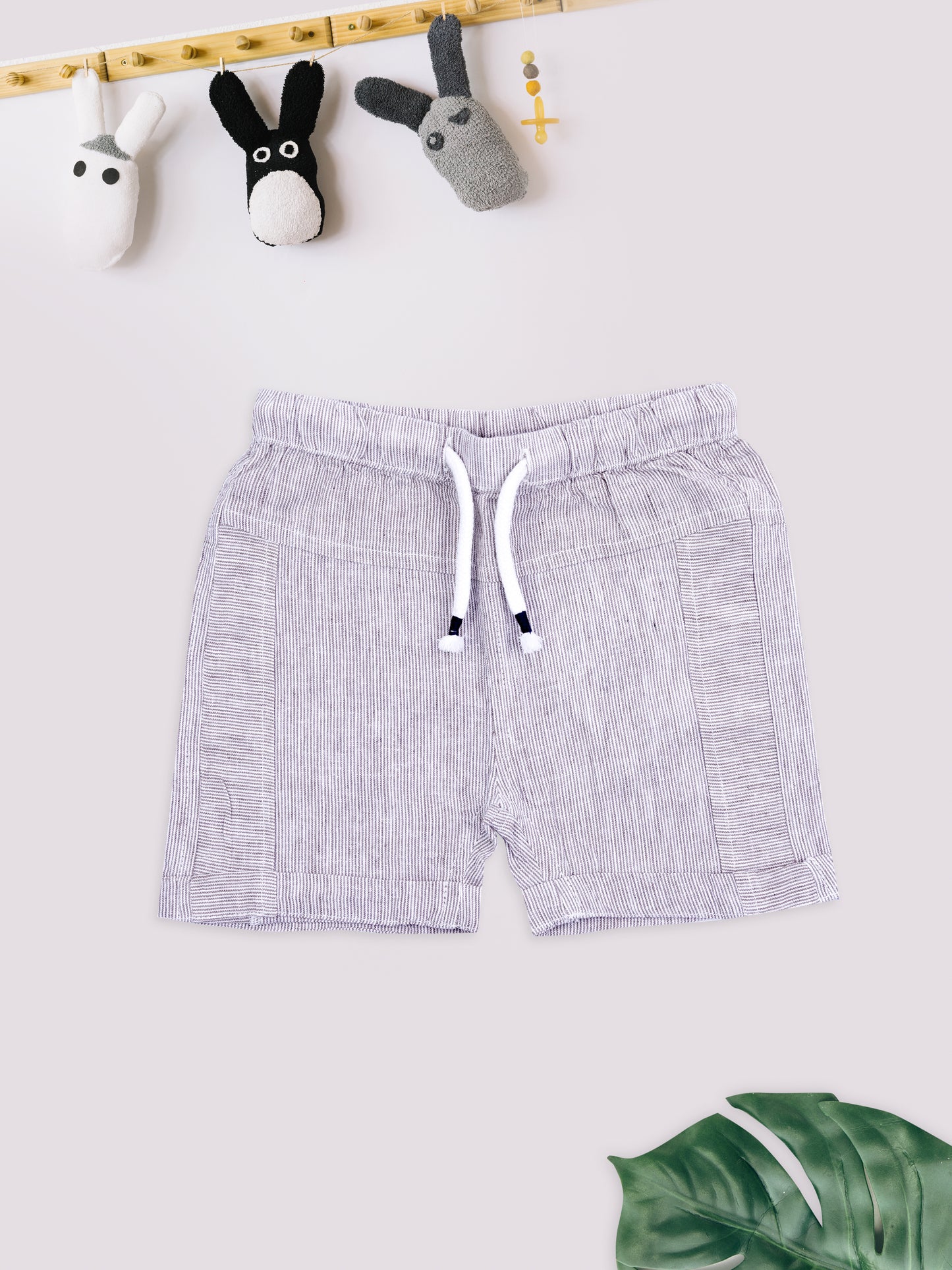 Beige Pure Linen Shorts for Boys