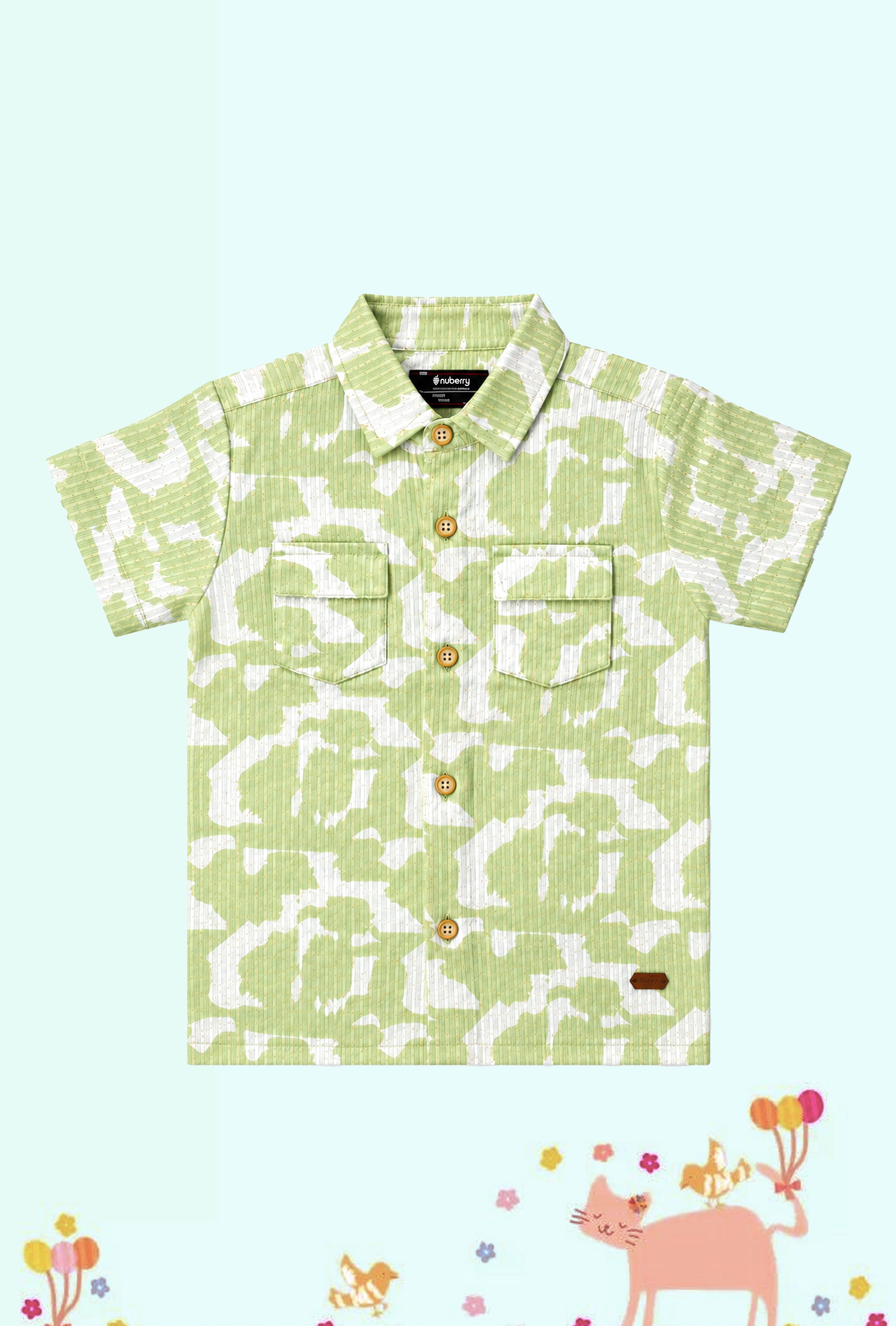 Nuberry Boys Trendy Half Sleeve Shirt | Playful Prints & Front Pocket Style