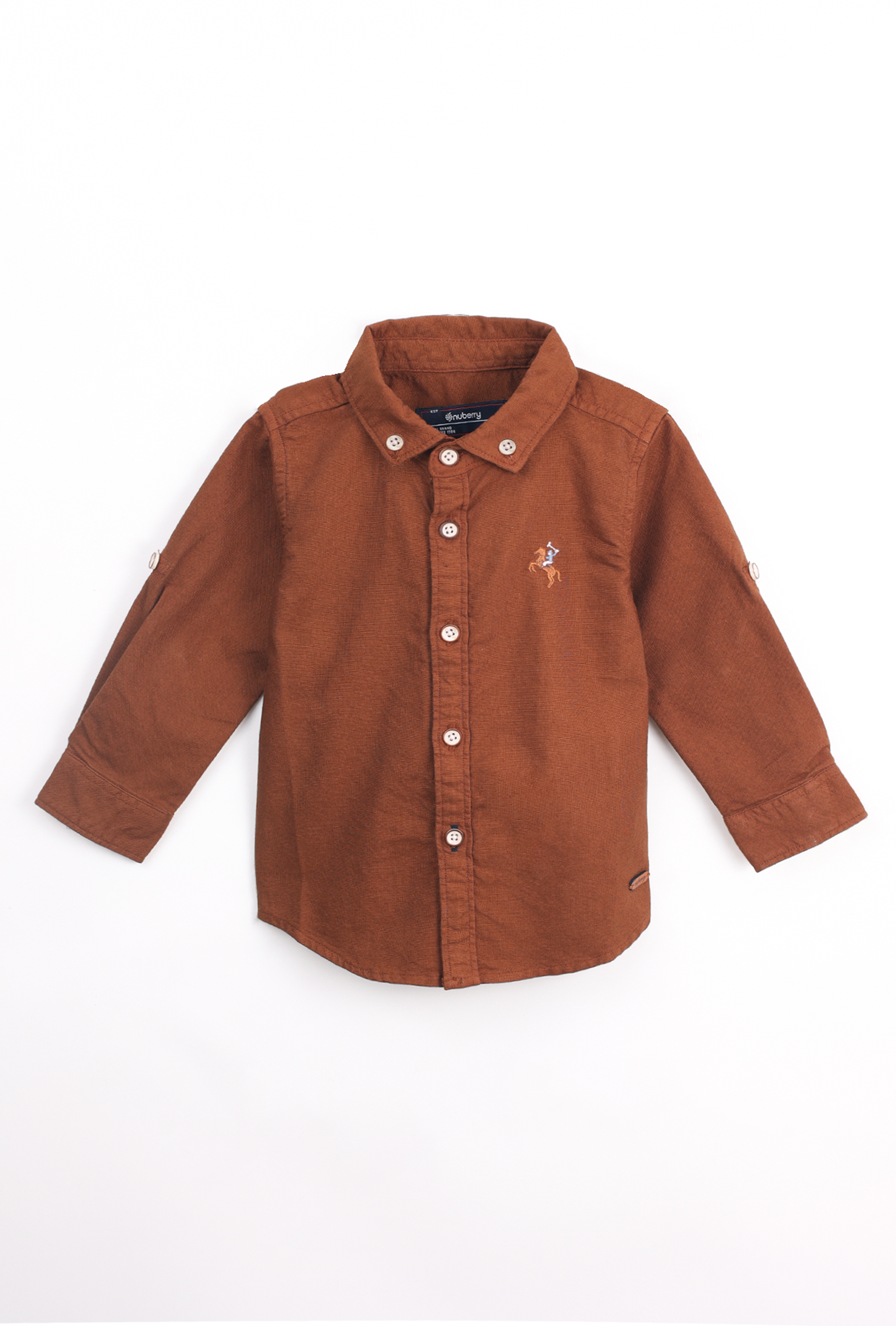 NUBERRY BOY- OXFORD SHIRT-FULL SLEEVE BROWN