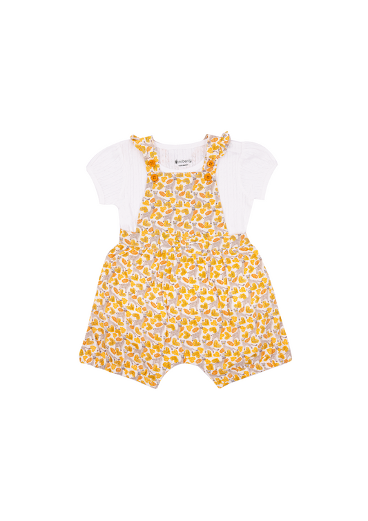 Cotton Animal Print Dungarees Set for Girls