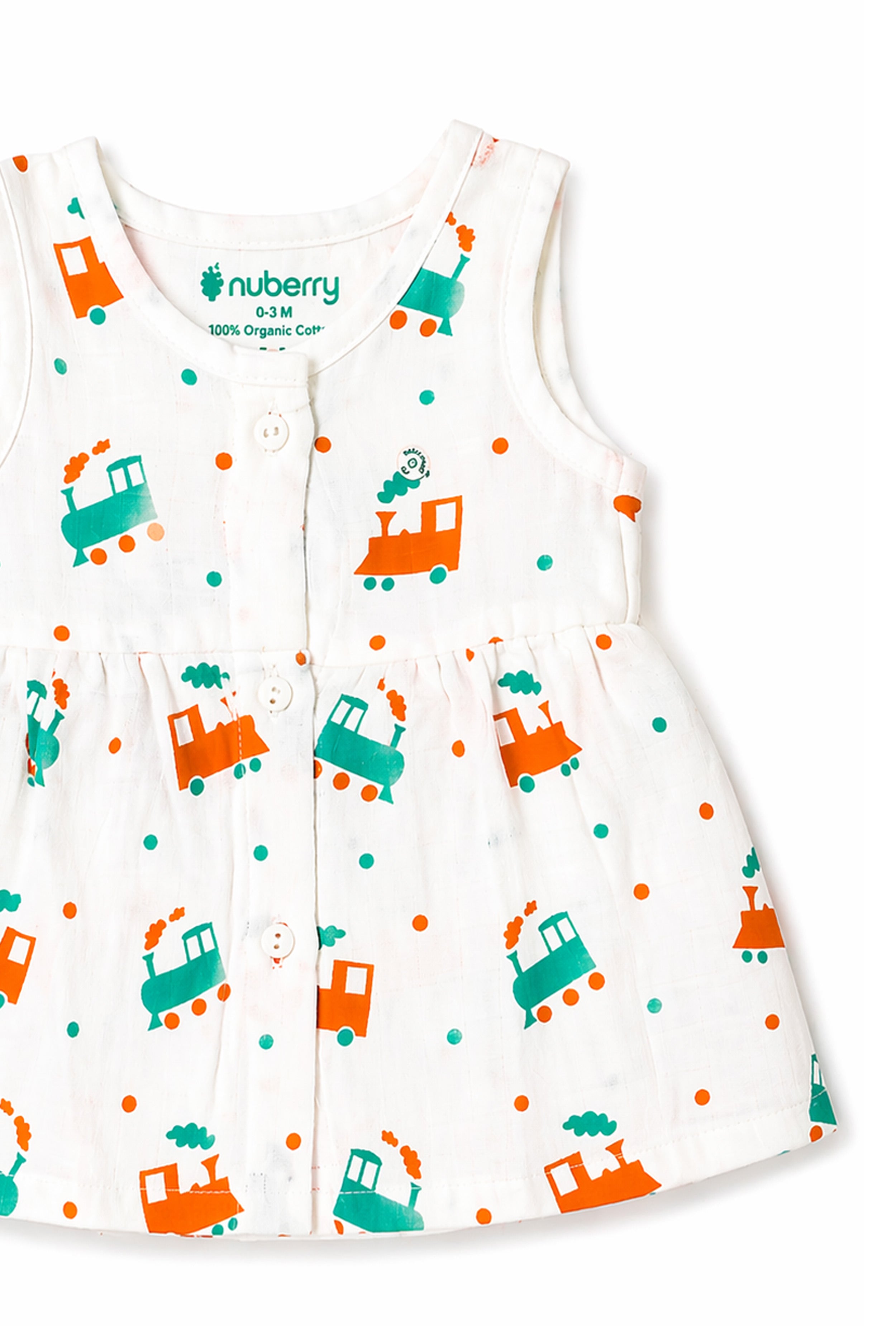 Nuberry Newborn Girls Sleeveless Muslin Frock