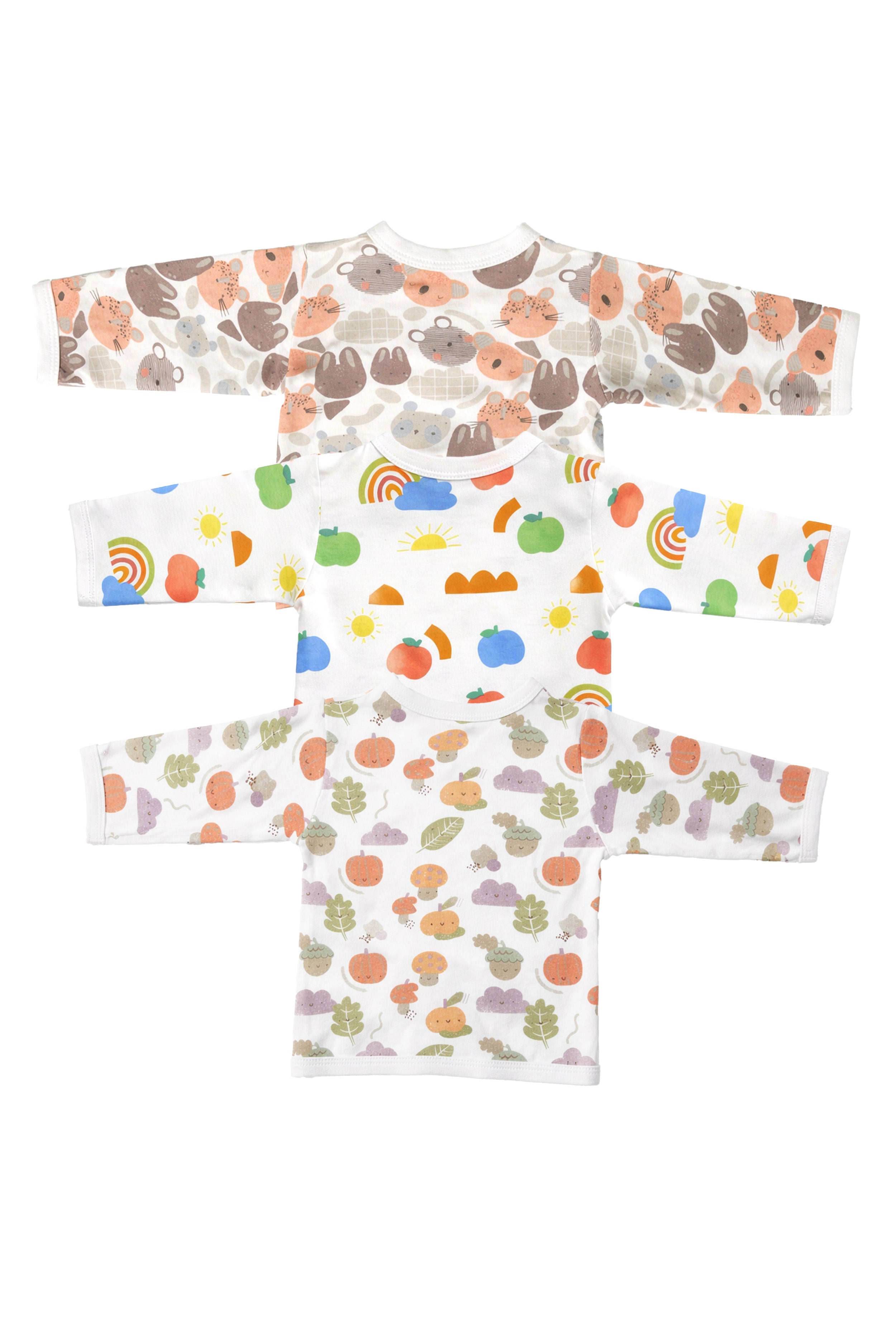 Nuberry Unisex Baby Open Vest - Full Sleeve (Pack of 3)