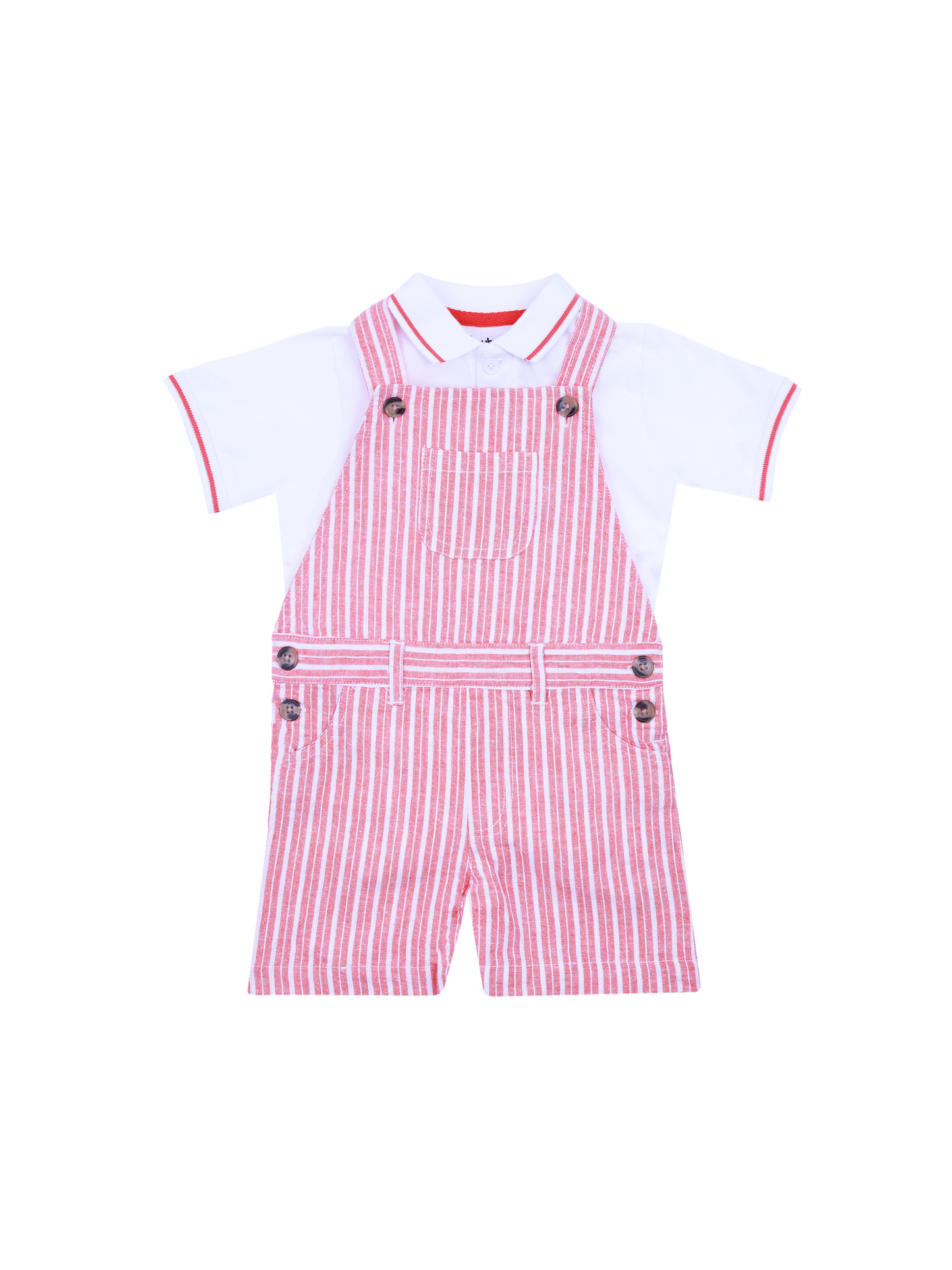 Orange Striped Dungaree Set for Boys