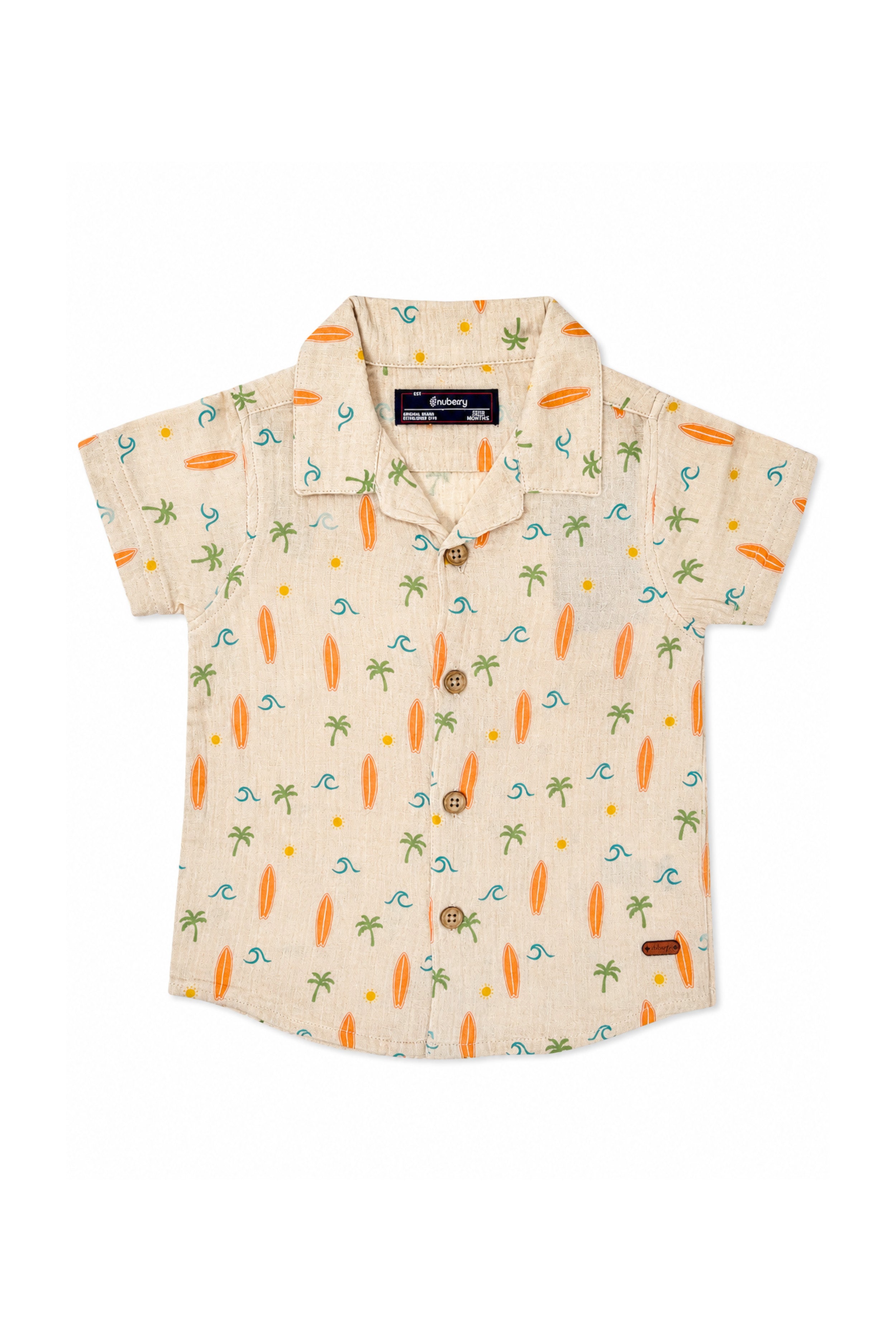 Nuberry Boys Half Sleeve Shirt | Playful Prints for Joyful Moments