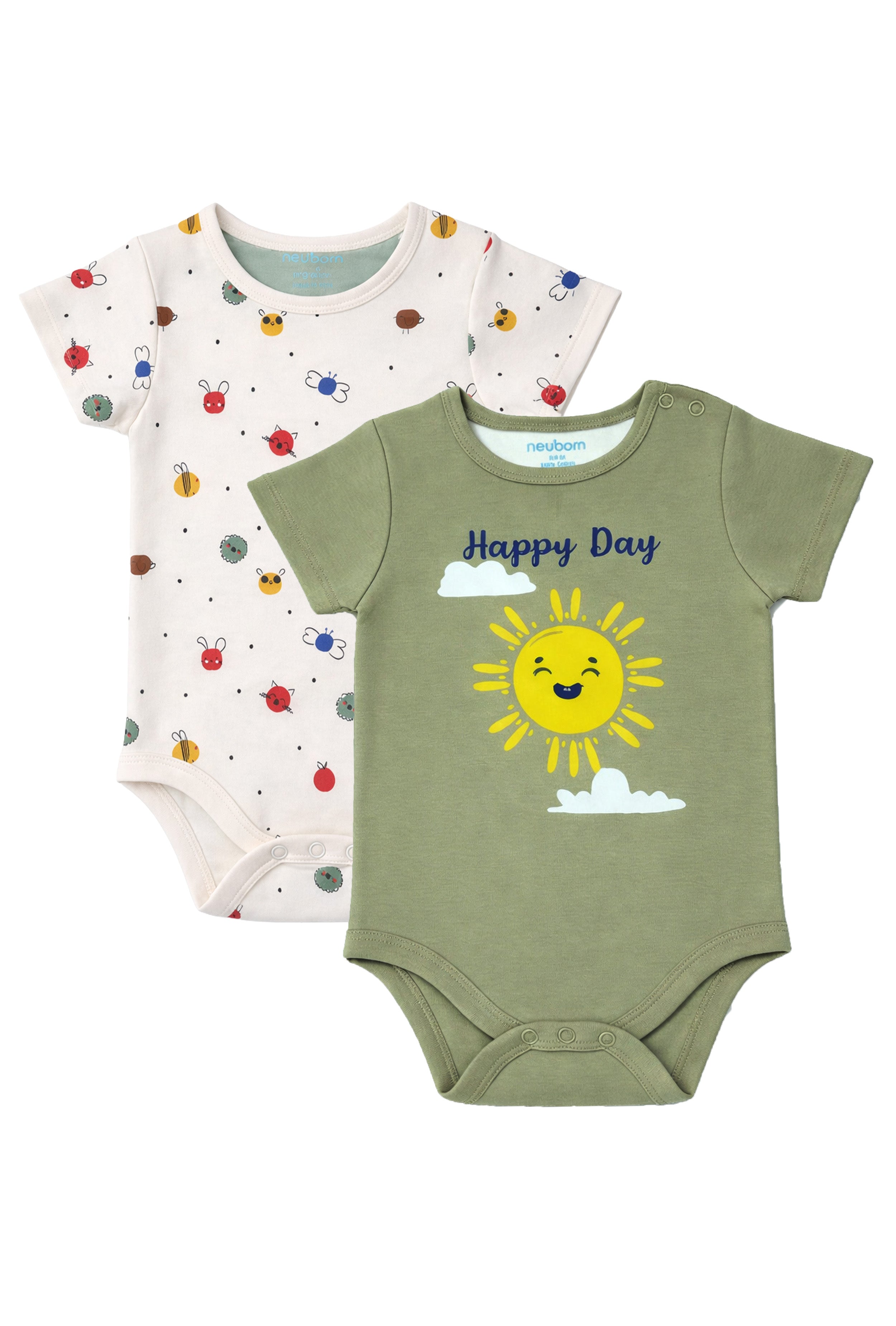 Gentle on Baby Skin | Trusted by Parents | Nuberry Unisex Bodysuit Set of 2