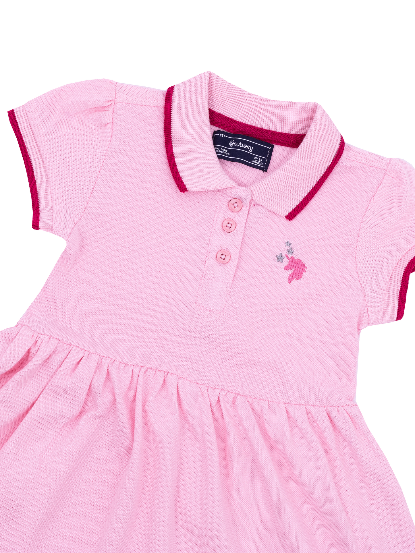 Pink Polo Puff Sleeve Dress for Girls