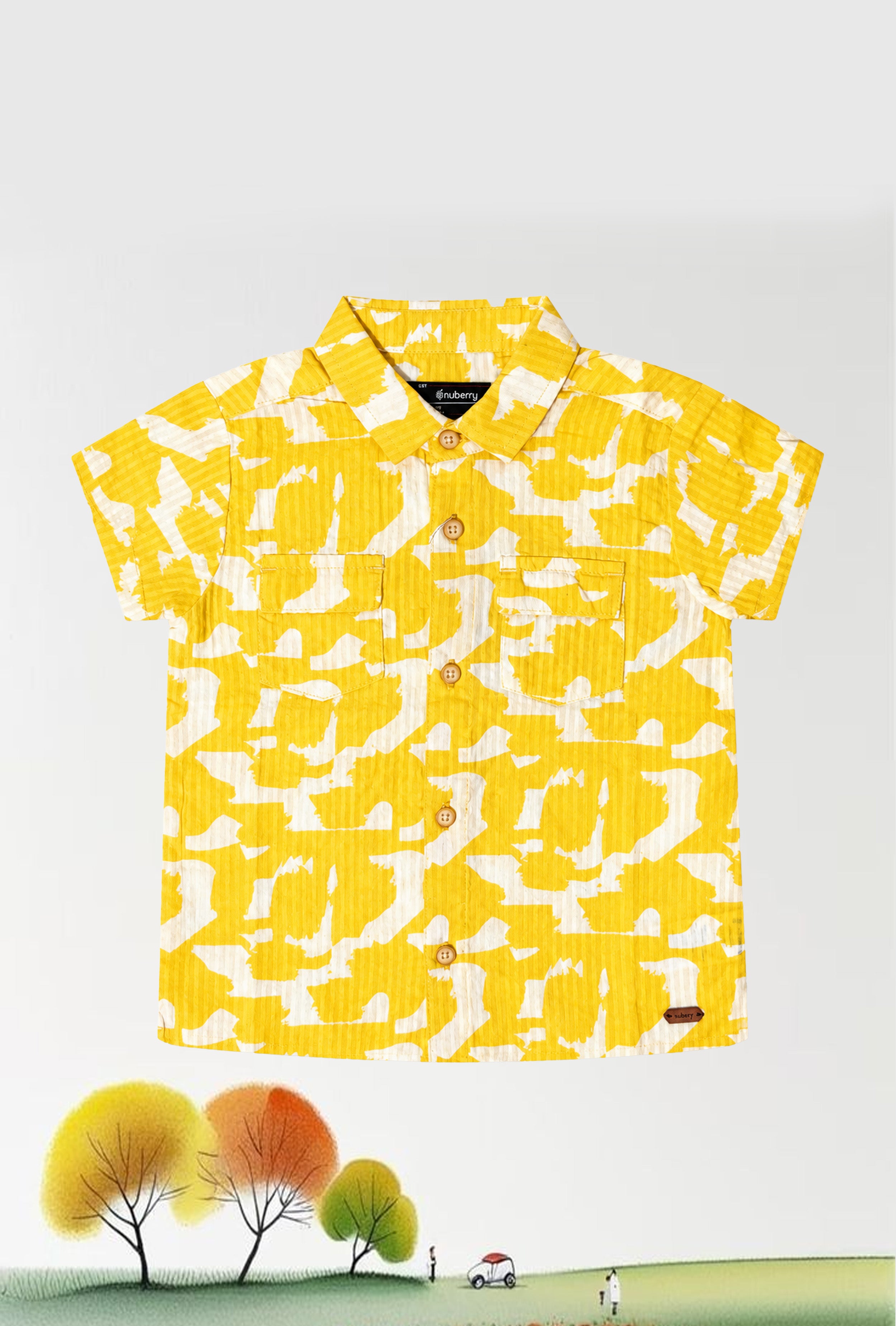 Nuberry Boys Trendy Half Sleeve Shirt | Playful Prints & Front Pocket Style