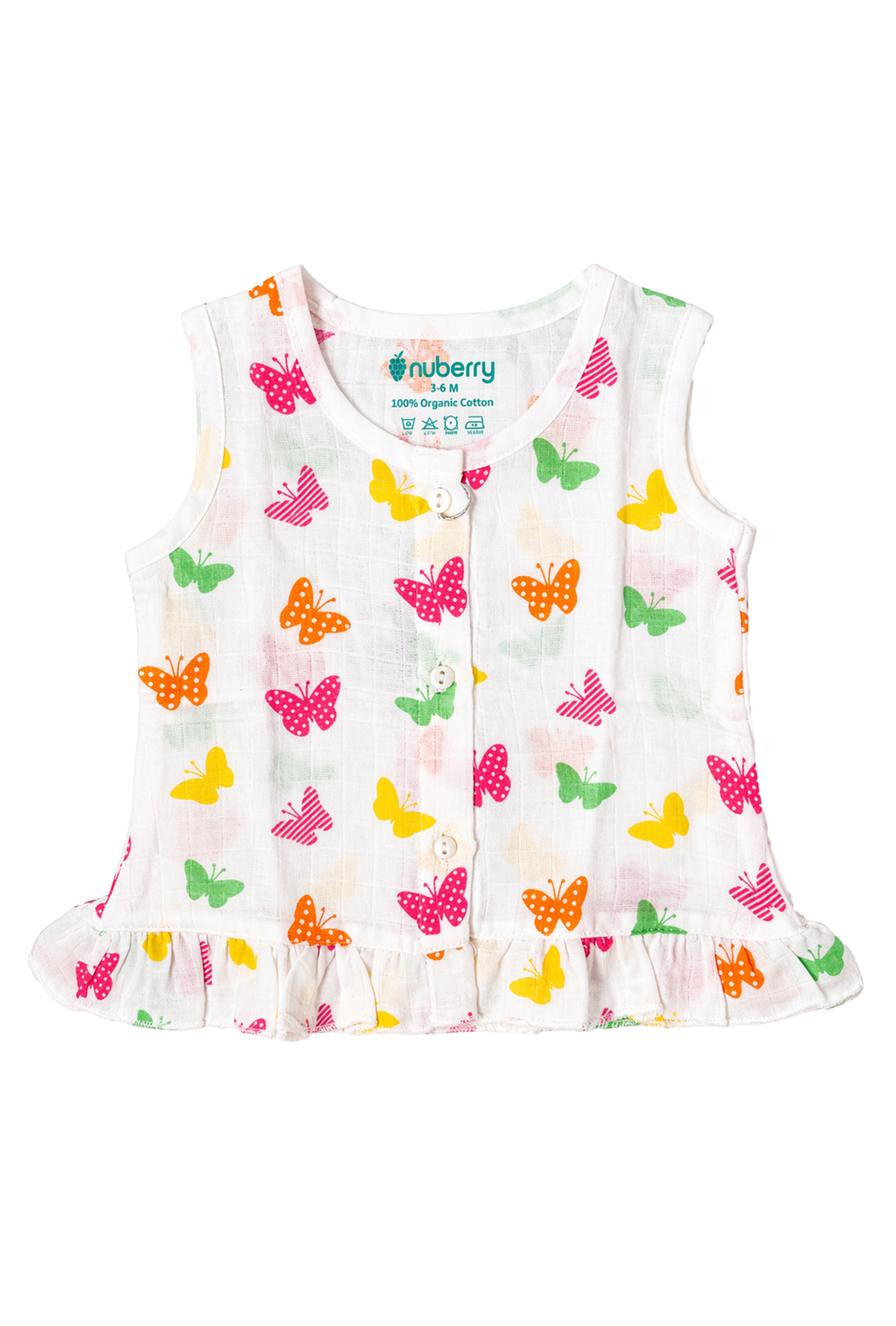 Nuberry Newborn Girls Sleeveless Muslin Frock