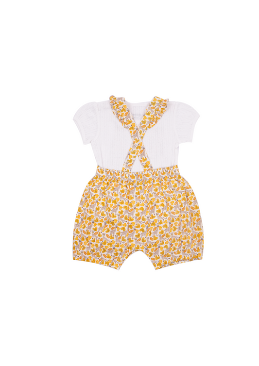 Cotton Animal Print Dungarees Set for Girls