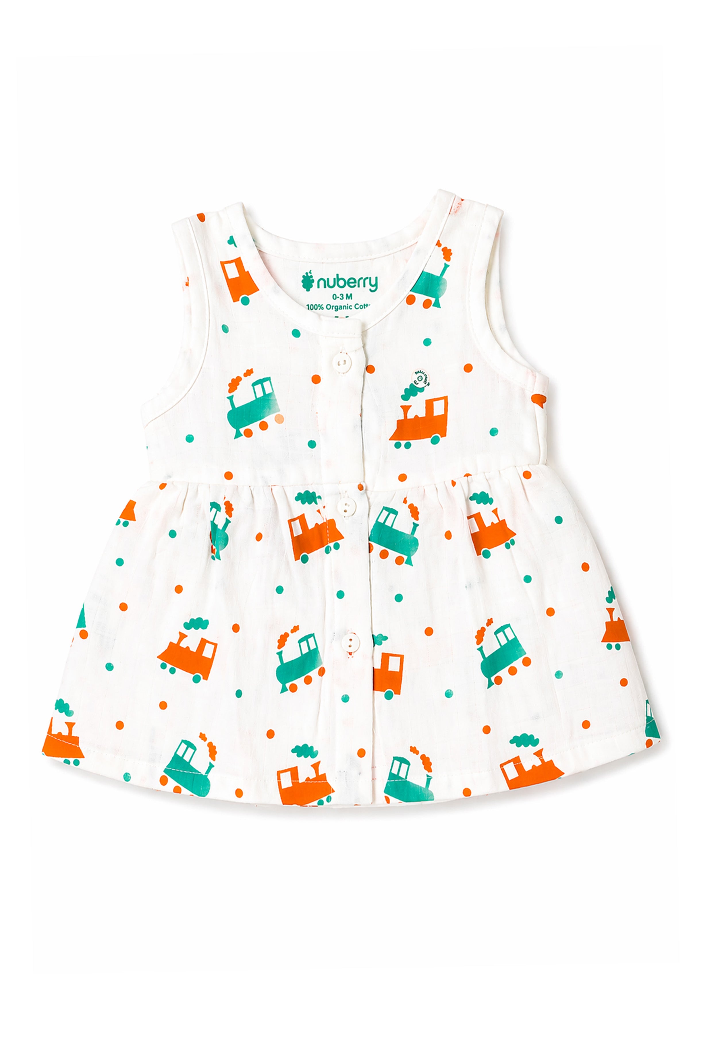 Nuberry Newborn Girls Sleeveless Muslin Frock