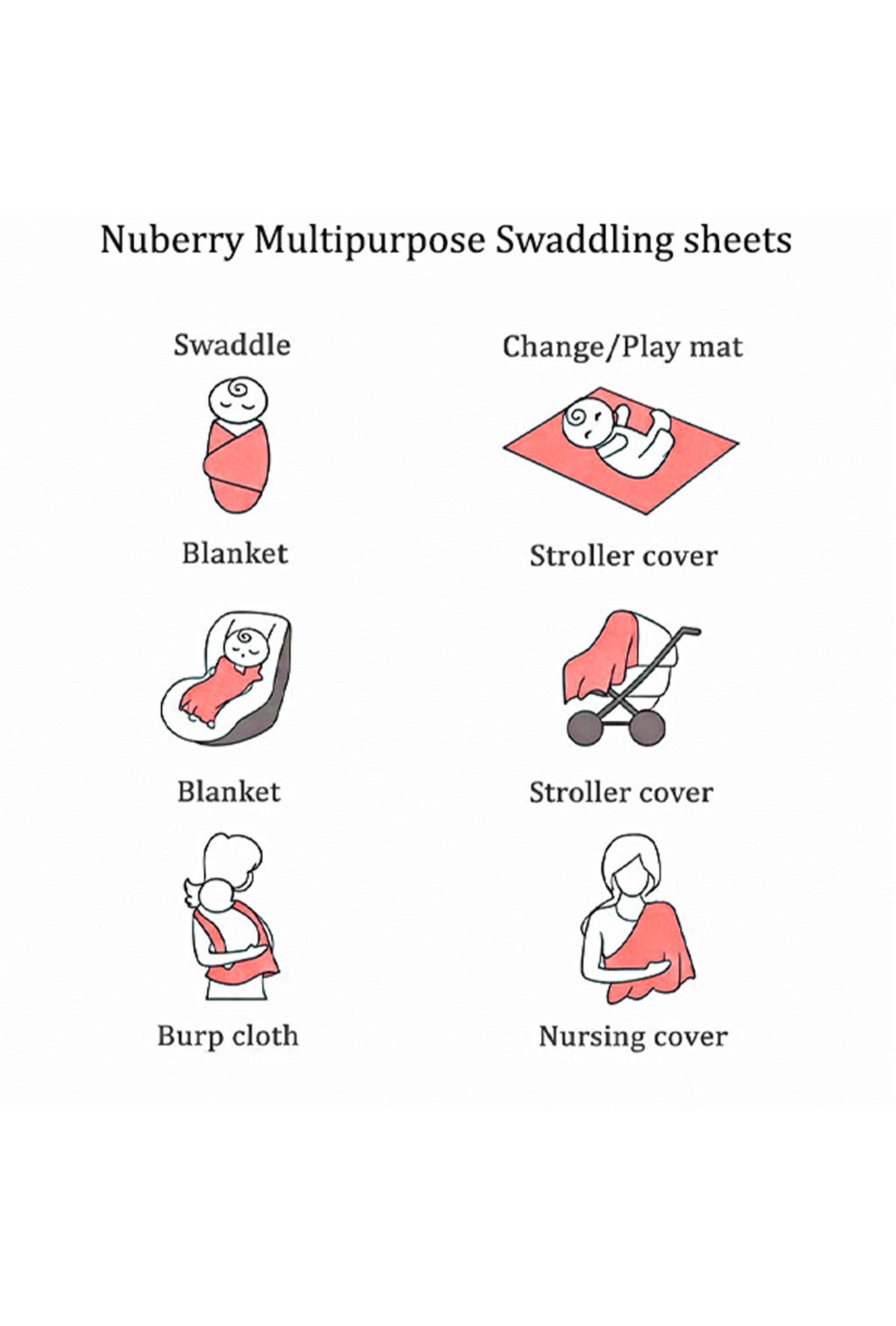Light as Air, Soft as Love | Nuberry Baby Swaddle - Pack of 3