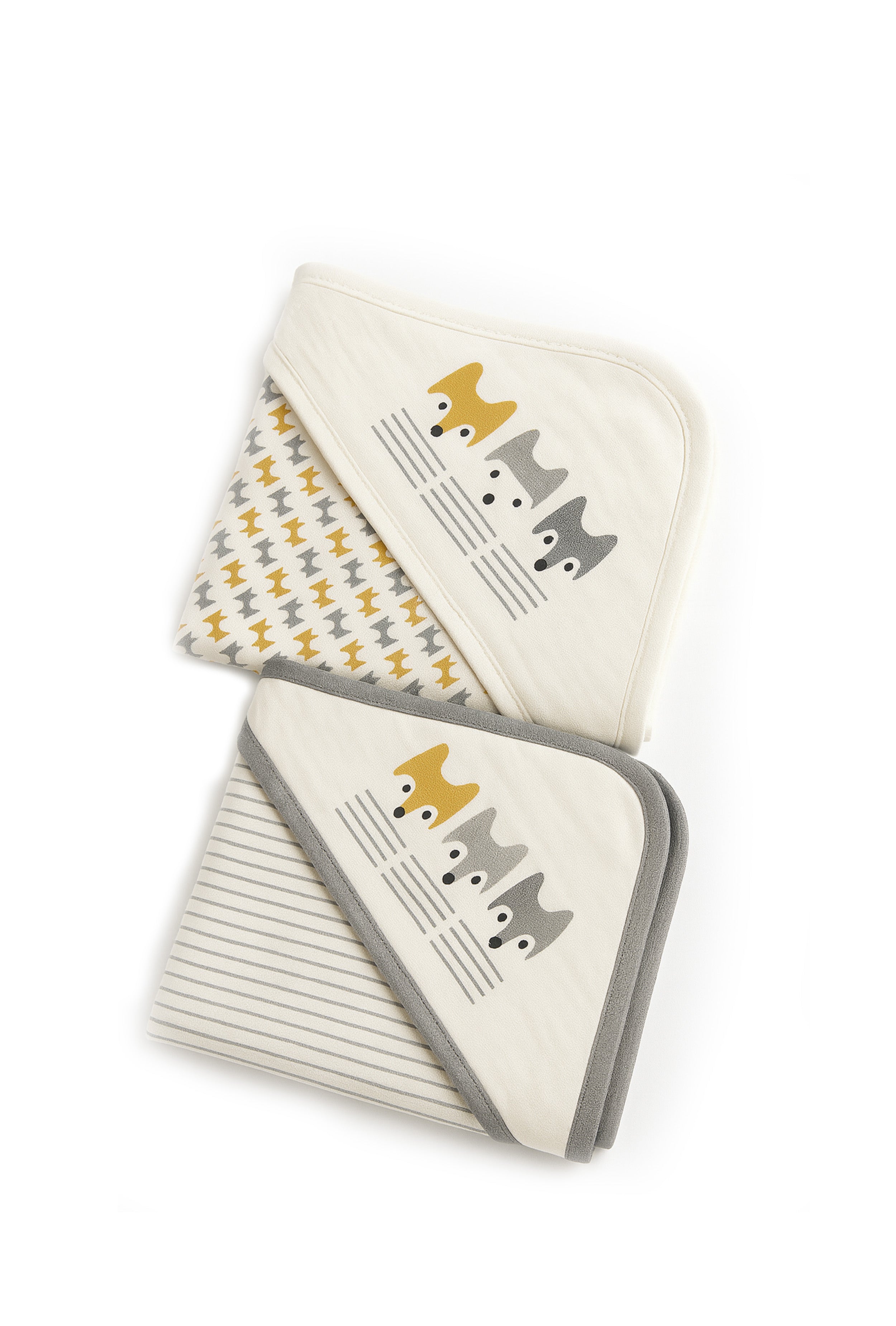 Nuberry Unisex Knitted Hooded Swaddle – Pack of 2 (Grey)