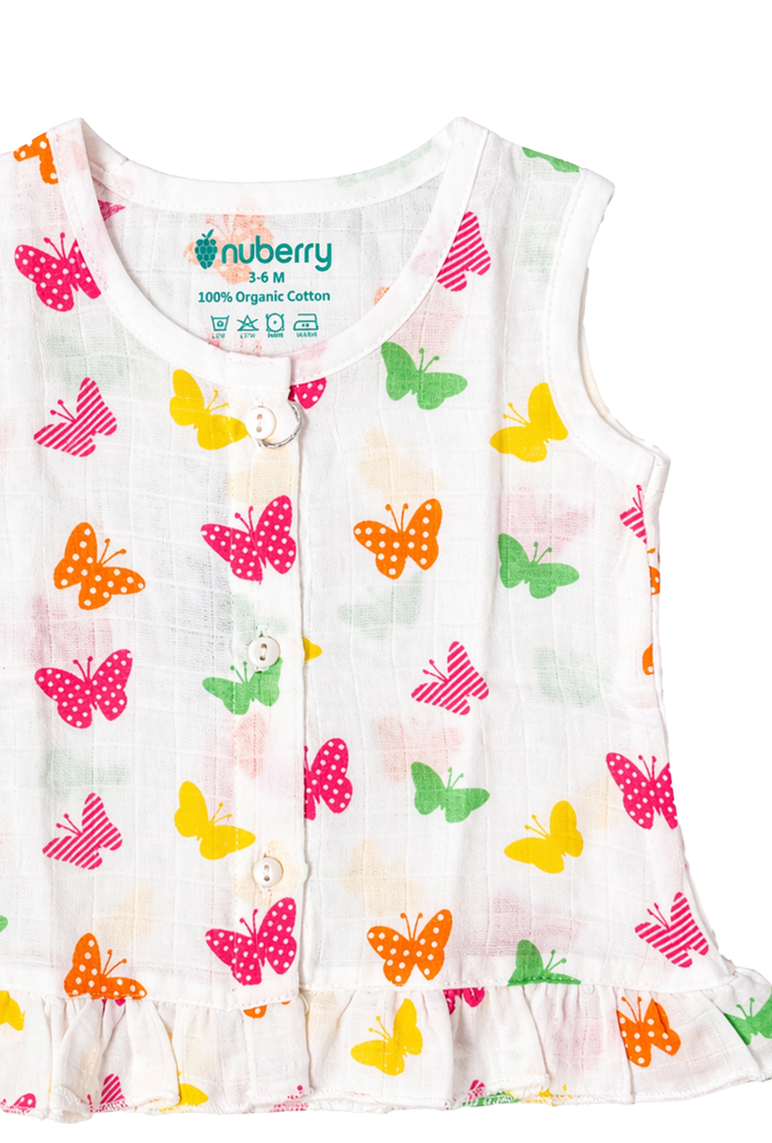 Nuberry Newborn Girls Sleeveless Muslin Frock