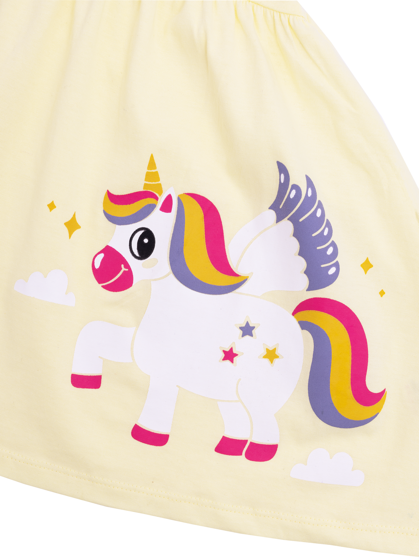 Yellow A-Line Dress With Unicorn Print