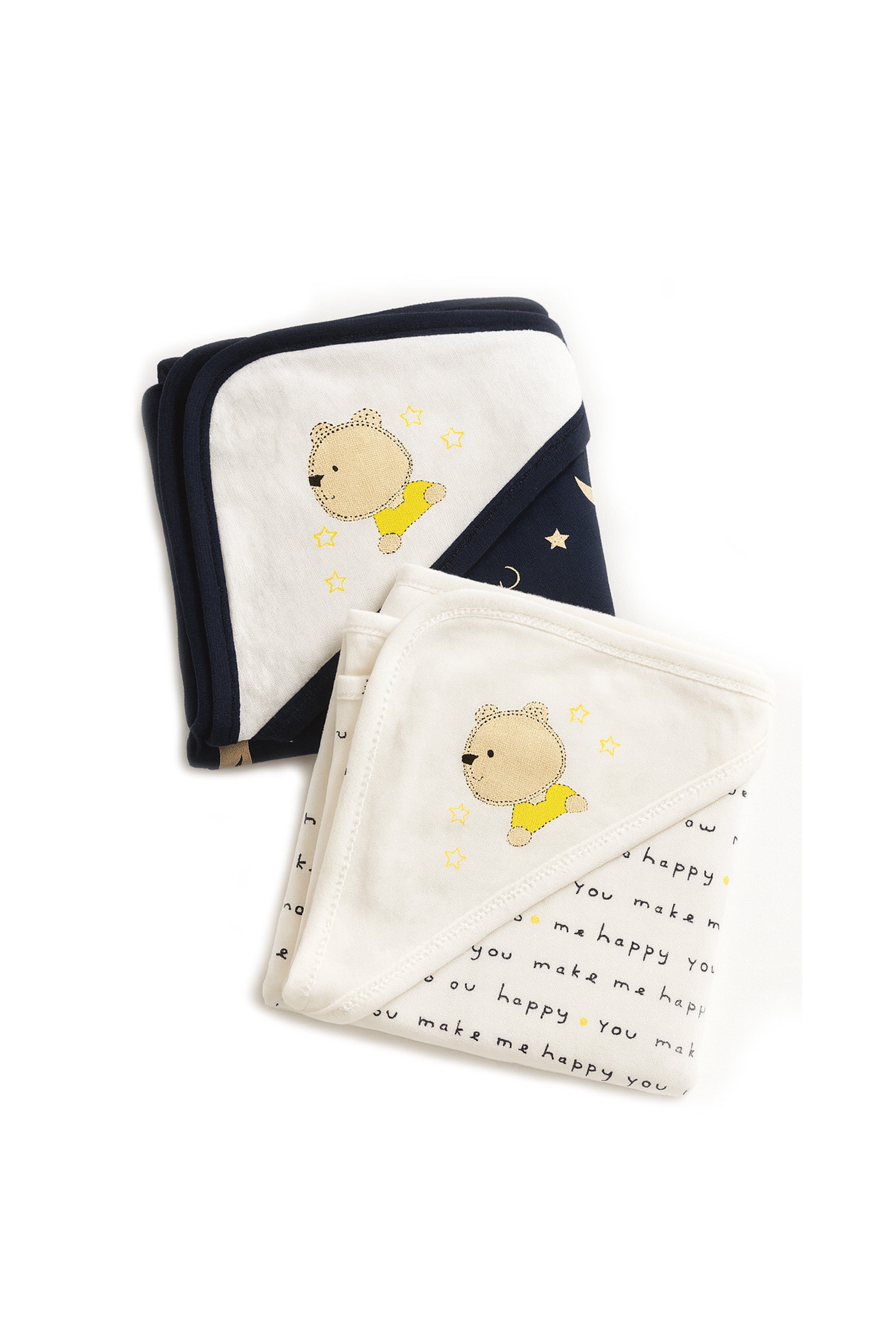 Nuberry Unisex Knitted Hooded Swaddle – Pack of 2 (Navy)