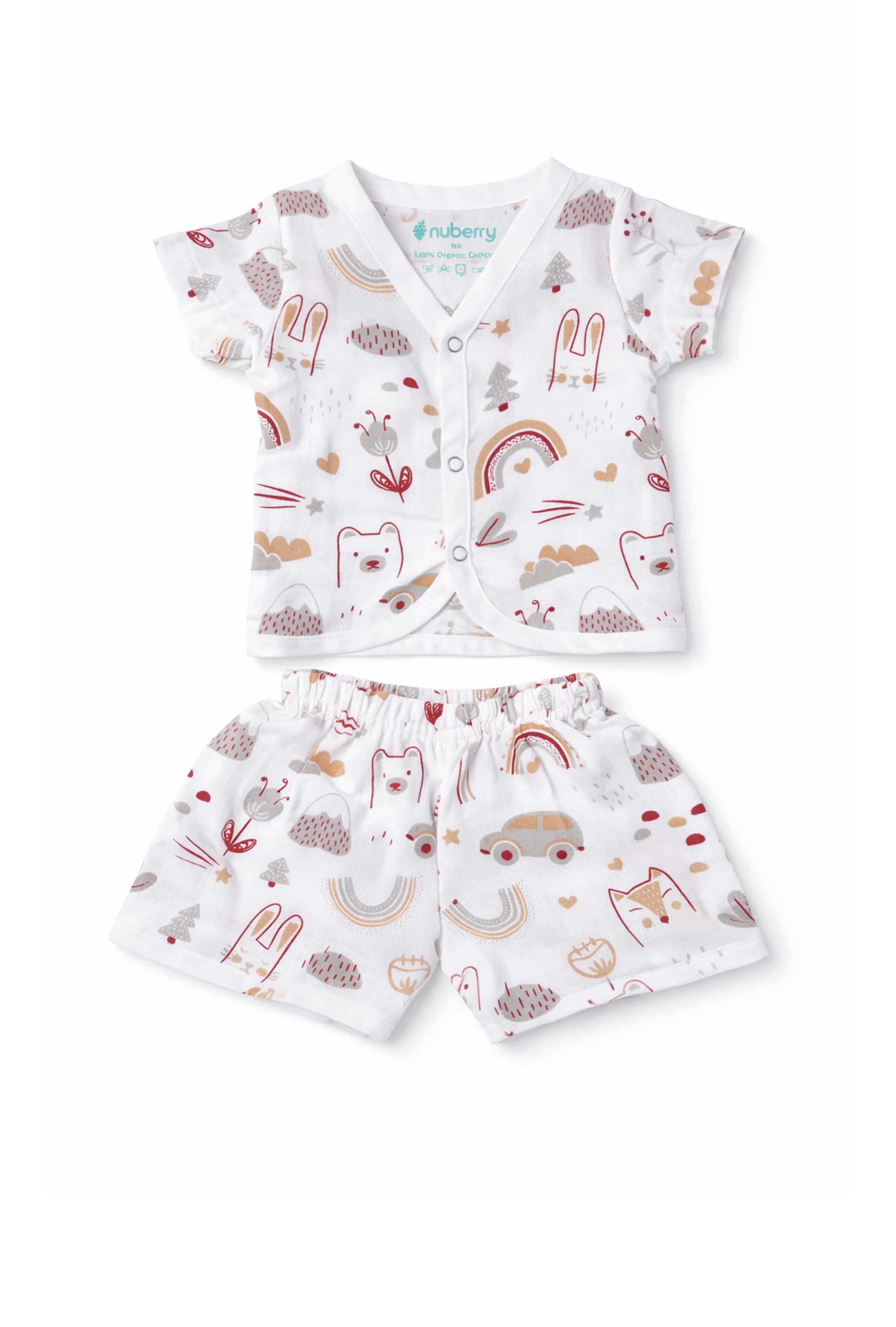 Tiny Beginnings, Wrapped in Love | Muslin Jabla & Shorts Set | Car Print