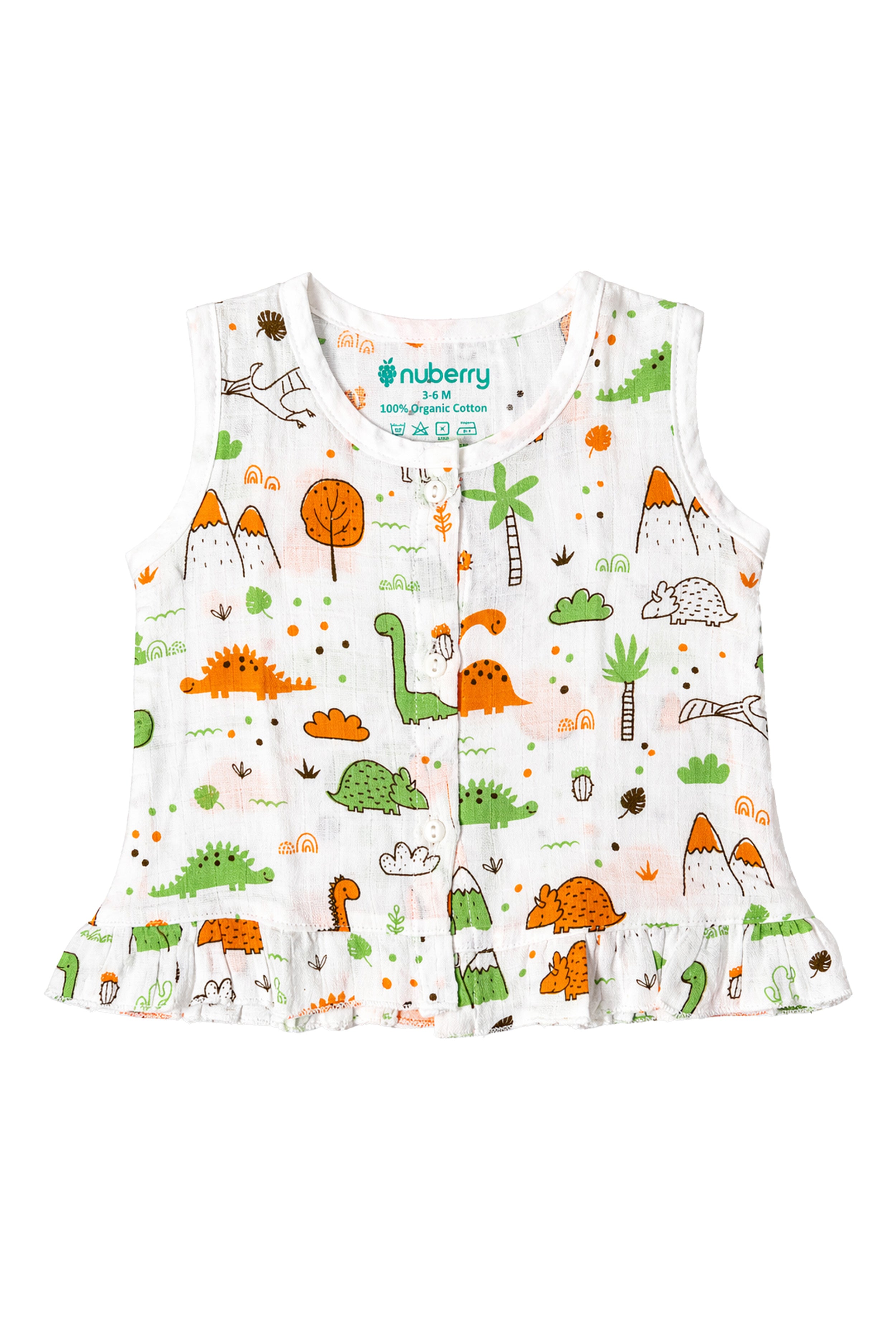 Nuberry Newborn Girls Sleeveless Muslin Frock