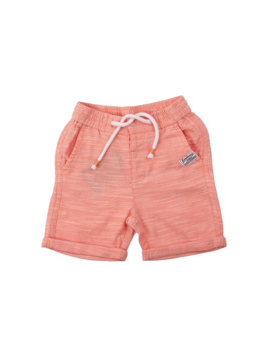 Peach Slub Cotton Shorts for Boys