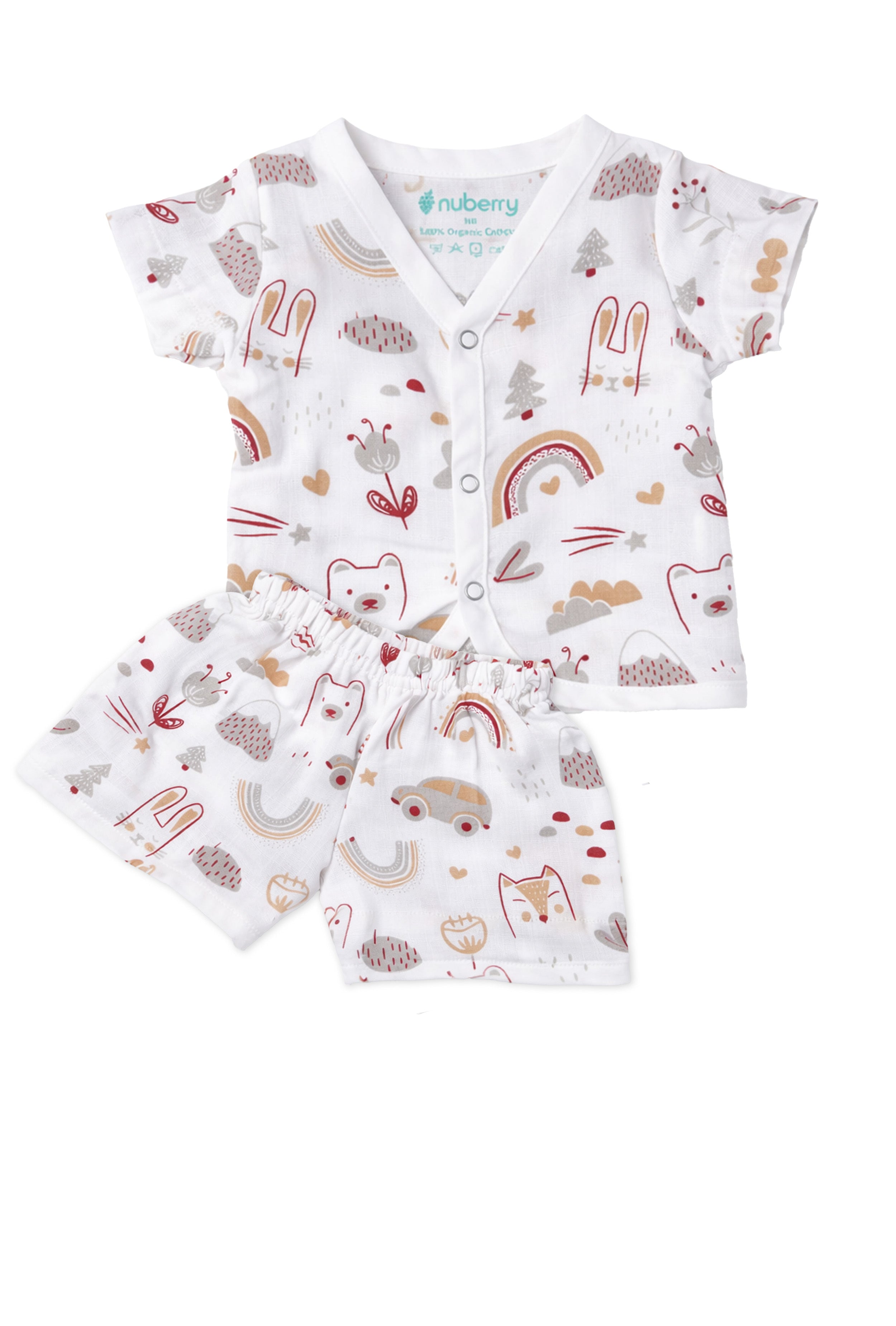 Tiny Beginnings, Wrapped in Love | Muslin Jabla & Shorts Set | Car Print