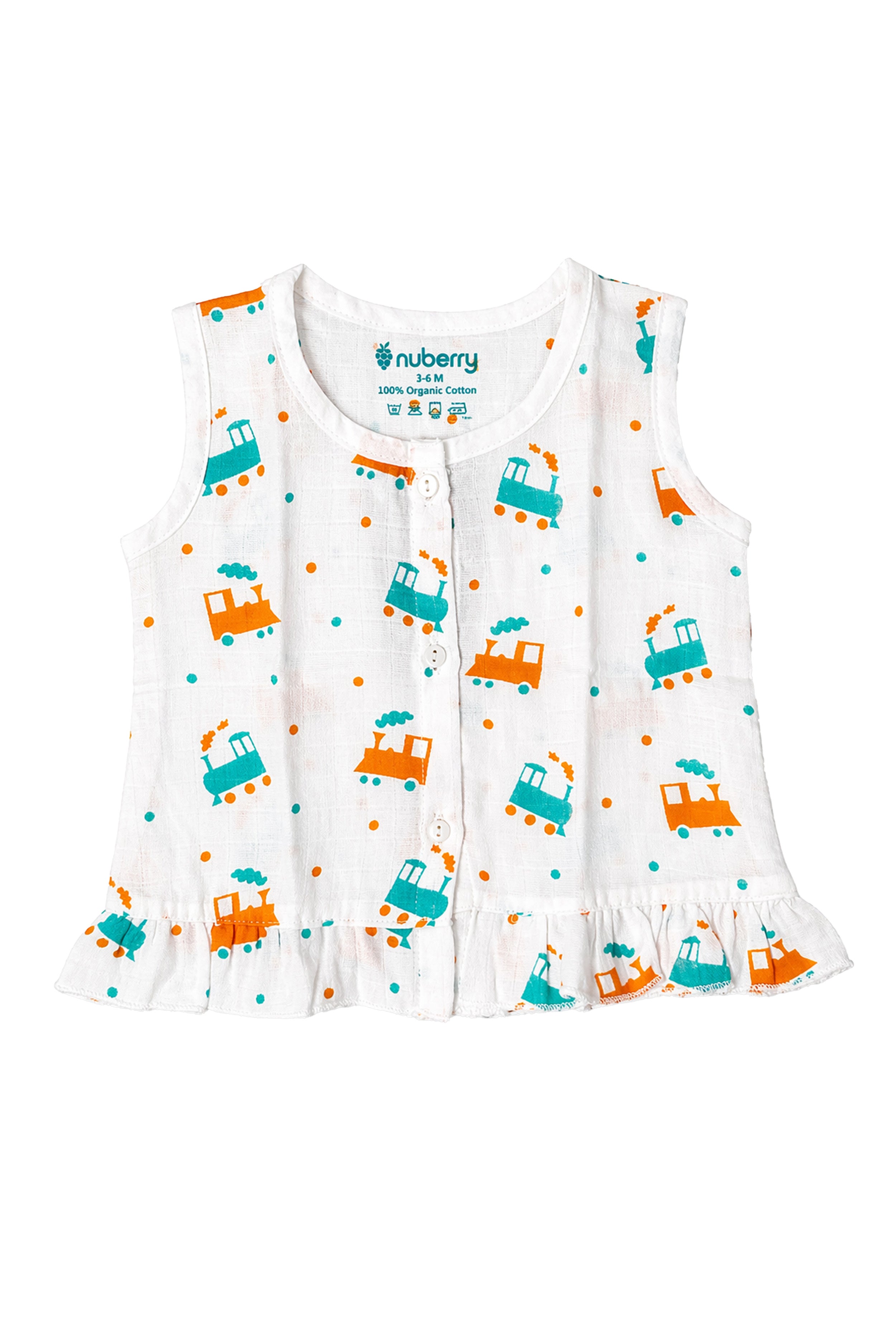 Nuberry Newborn Girls Sleeveless Muslin Frock