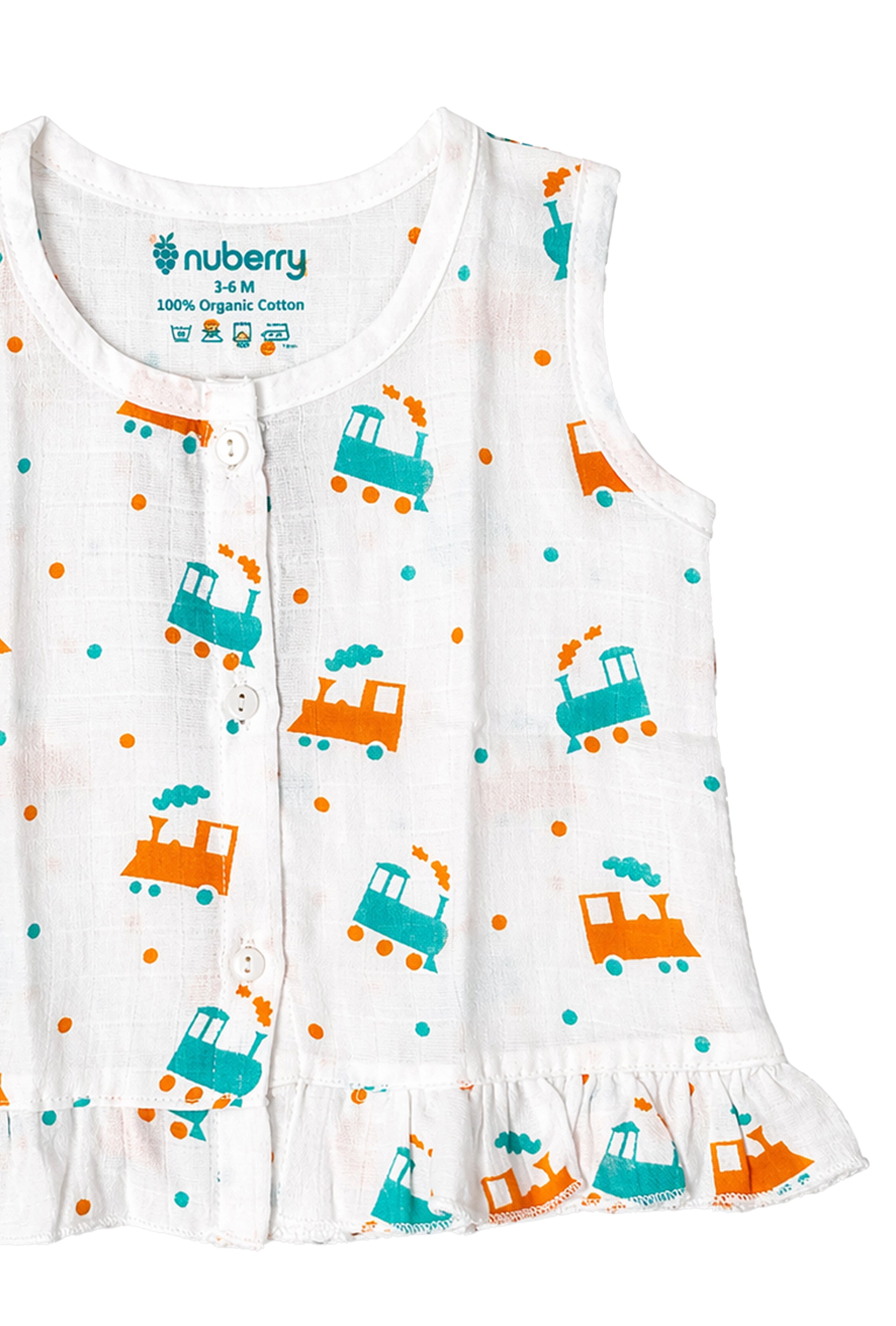 Nuberry Newborn Girls Sleeveless Muslin Frock