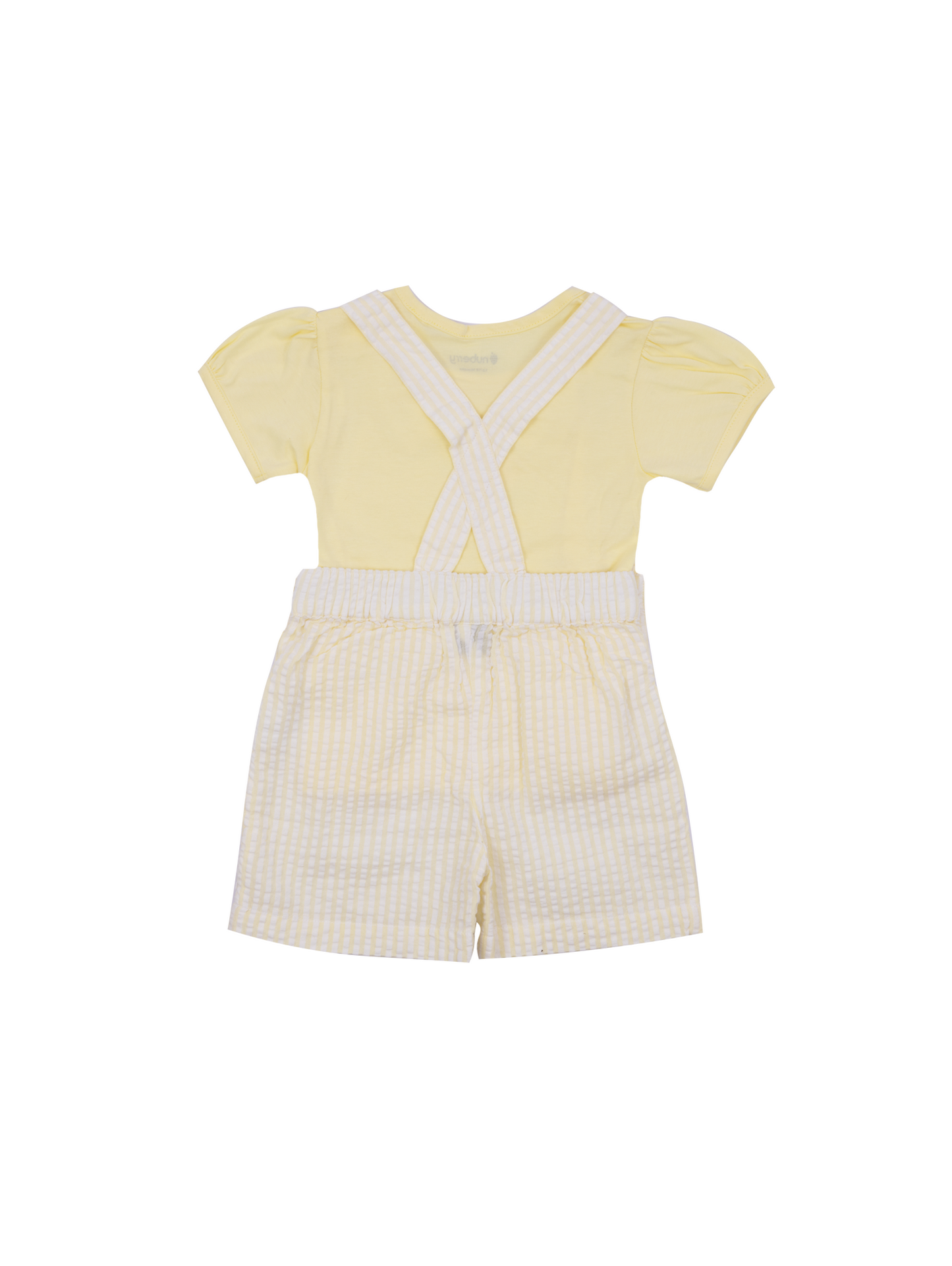 Pastel Seersucker Yellow Dungaree Set for Girls