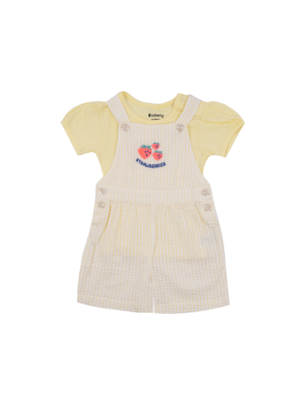 Pastel Seersucker Yellow Dungaree Set for Girls