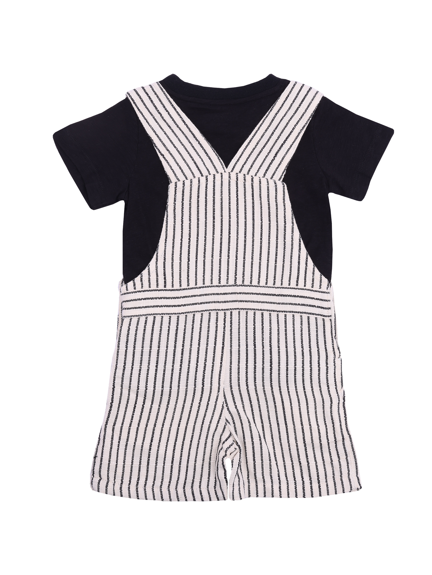 Striped Dungaree Set with T-shirt for Boys