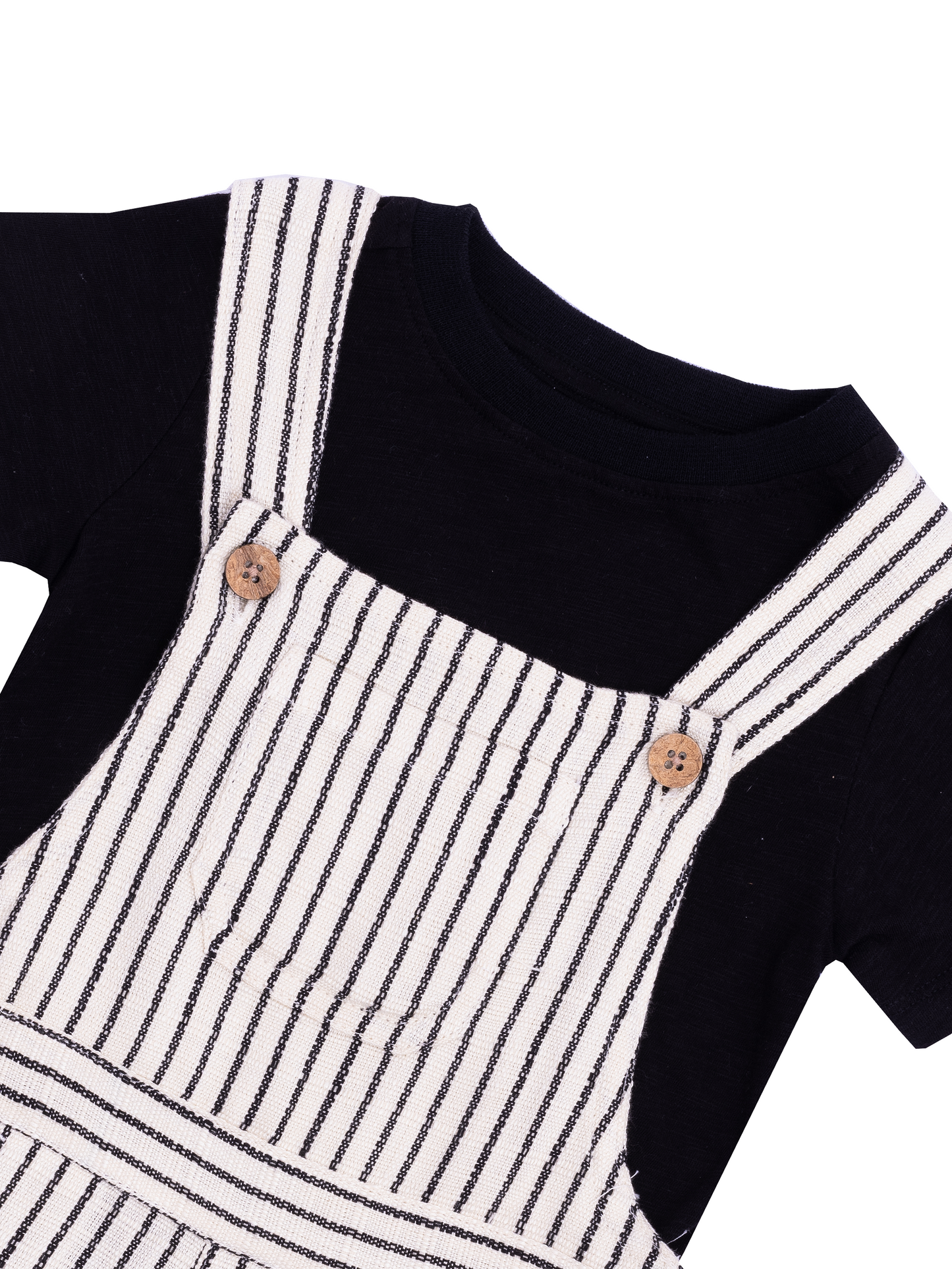 Striped Dungaree Set with T-shirt for Boys